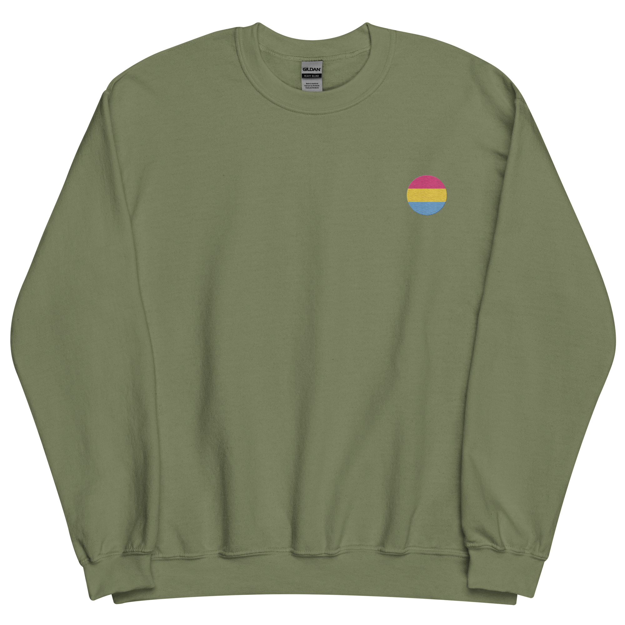 Pansexual Flag Embroidered Circle Sweatshirt: Celebratory LGBTQ+ Pride Design