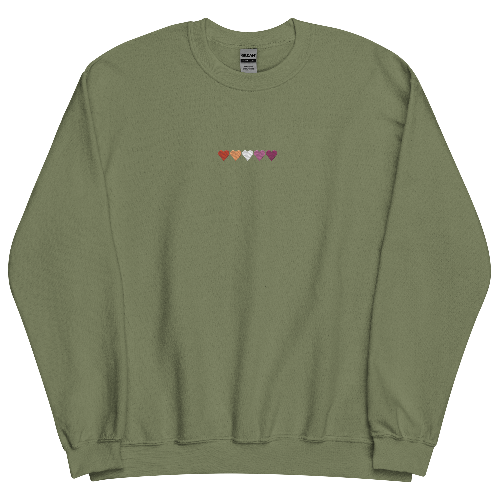 Embroidered Lesbian Sweatshirt: Pride Flag Horizontal Heart Design