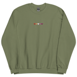 Embroidered Lesbian Sweatshirt: Pride Flag Horizontal Heart Design