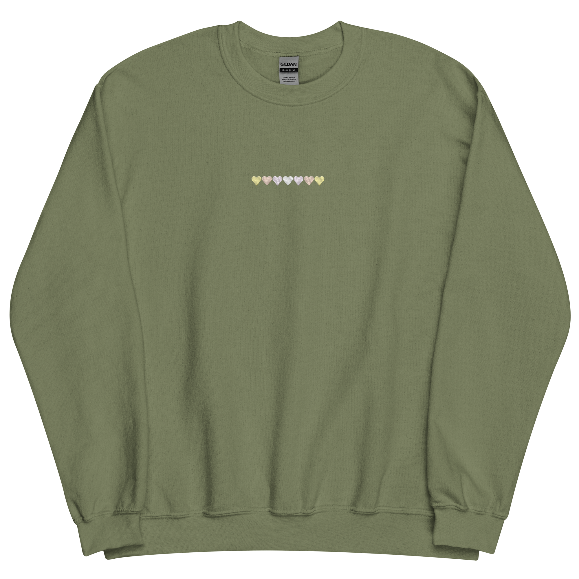 Embroidered Pangender Sweatshirt: Pride Flag Horizontal Heart Design
