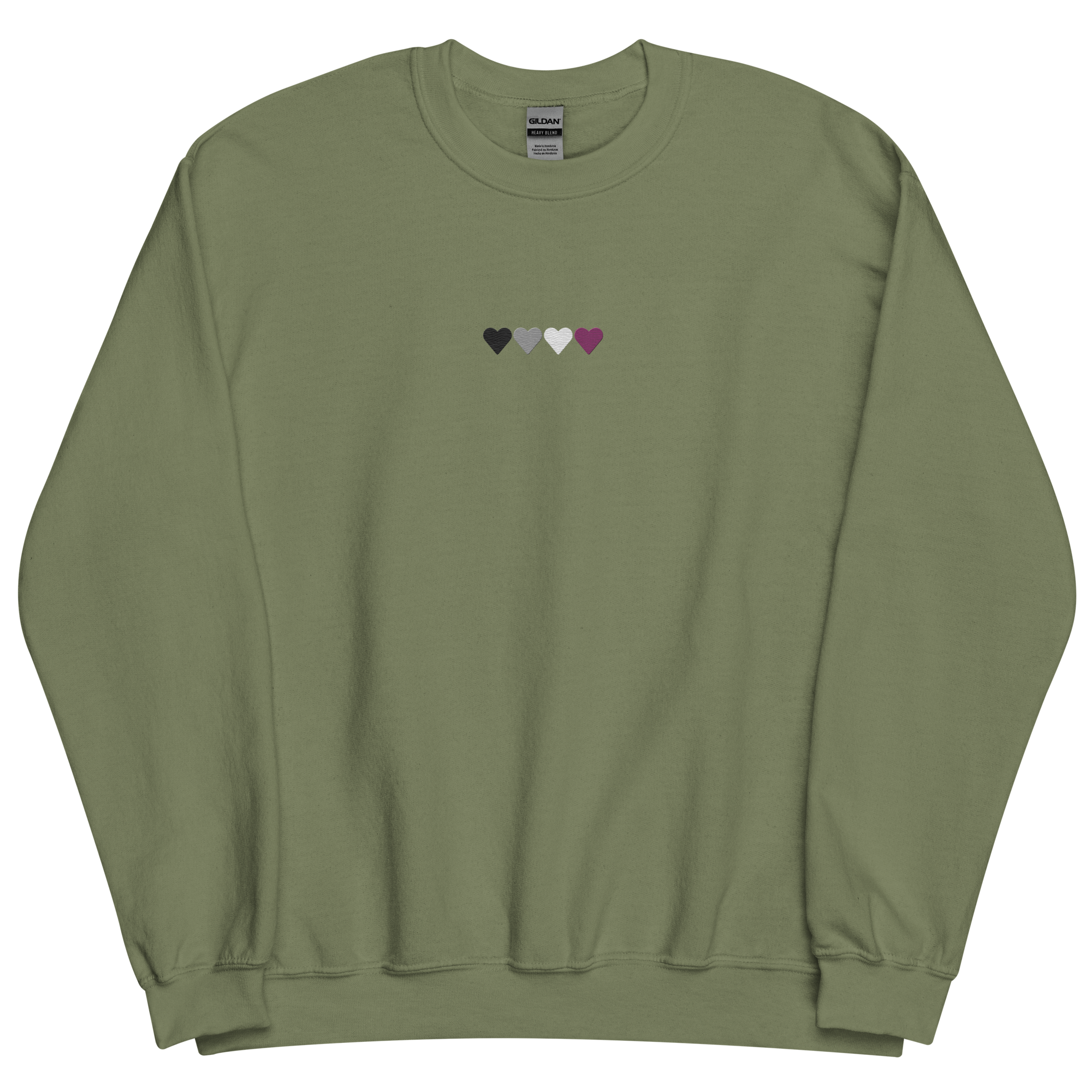 Embroidered Asexual Sweatshirt: Pride Flag Horizontal Heart Design