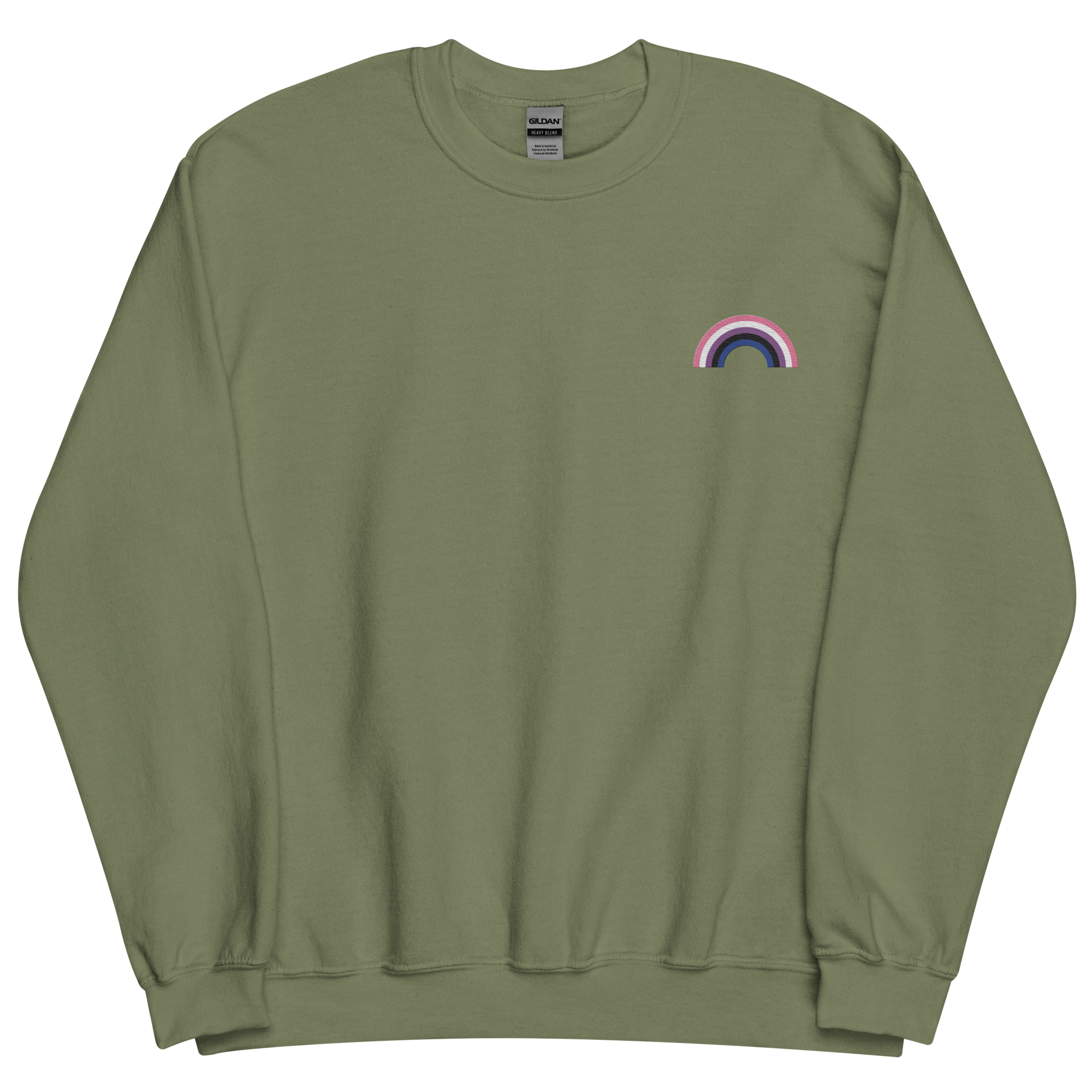 Embroidered Genderfluid Rainbow Sweater: Pride Flag LGBTQ+ Design
