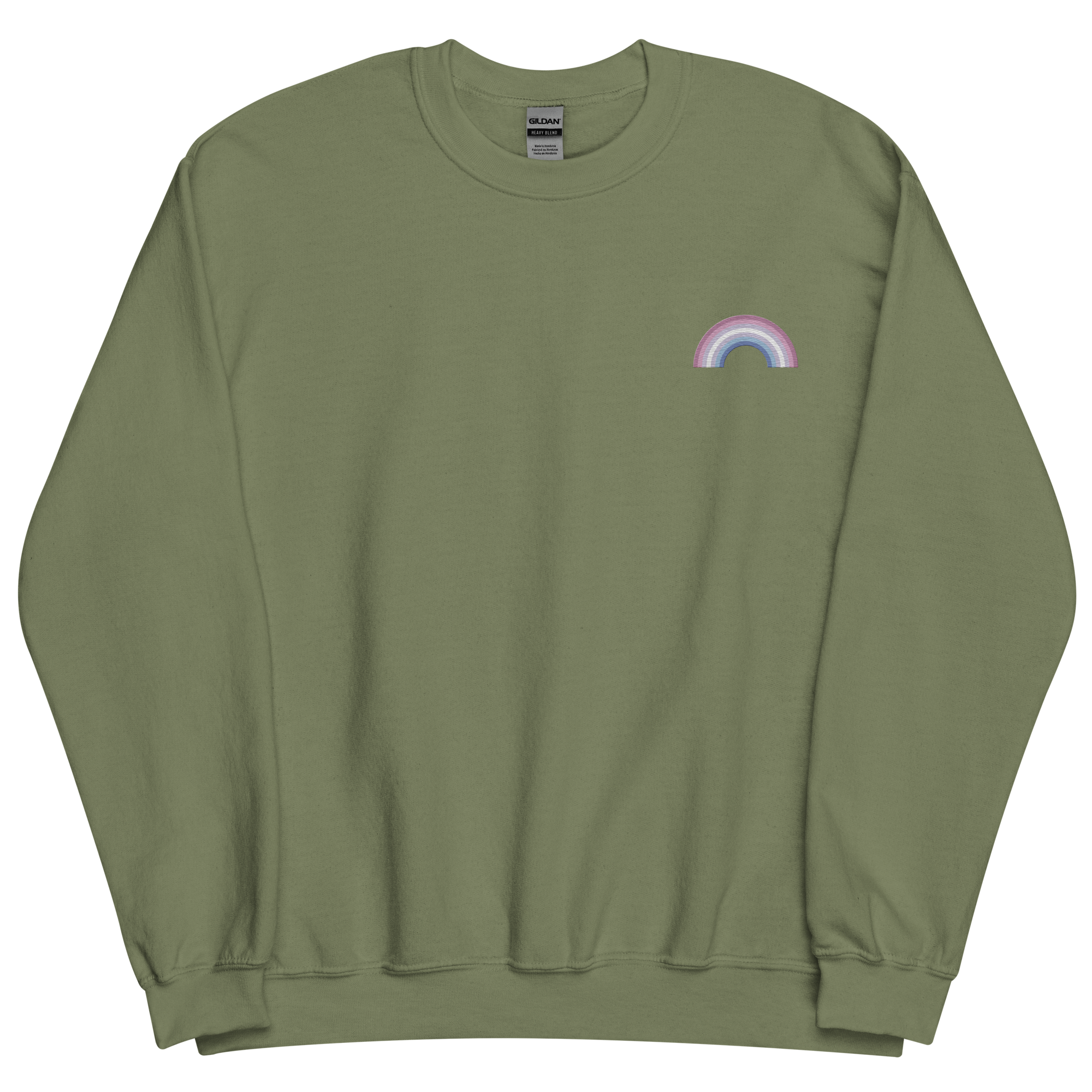 Embroidered Bigender Rainbow Sweater: Pride Flag LGBTQ+ Design