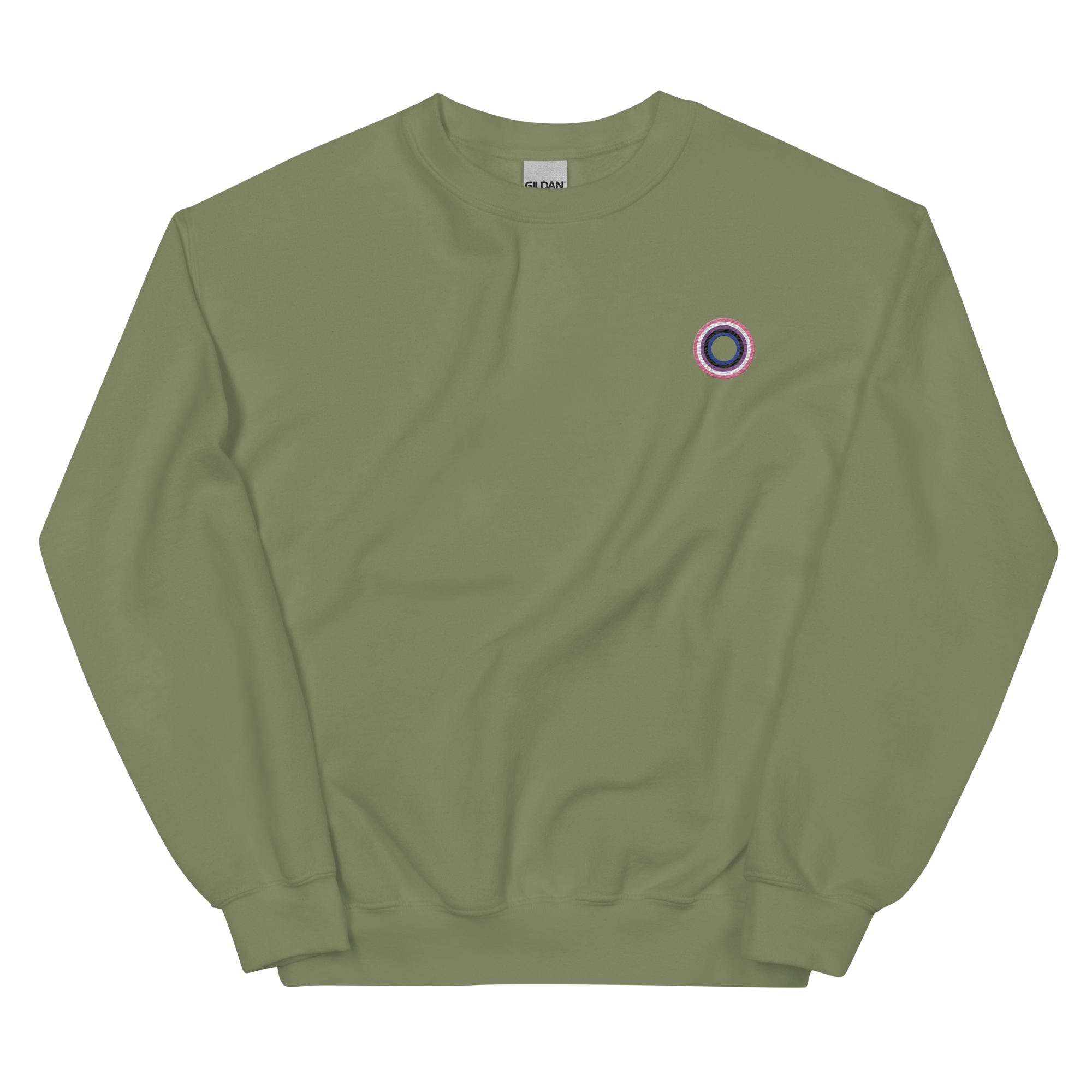 Embroidered Sweatshirt: Genderfluid Pride Ring Emblem Design