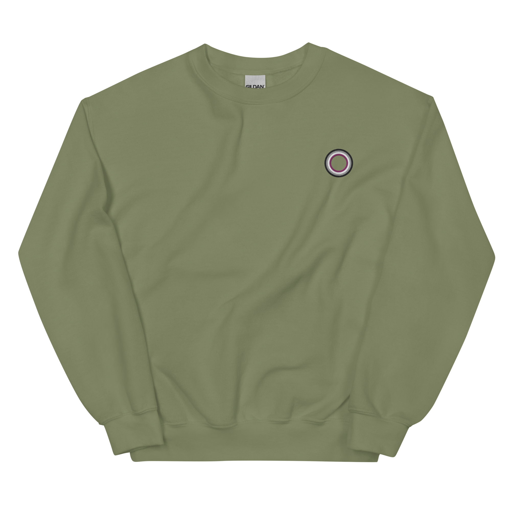 Embroidered Sweatshirt: Asexual Pride Ring Emblem Design