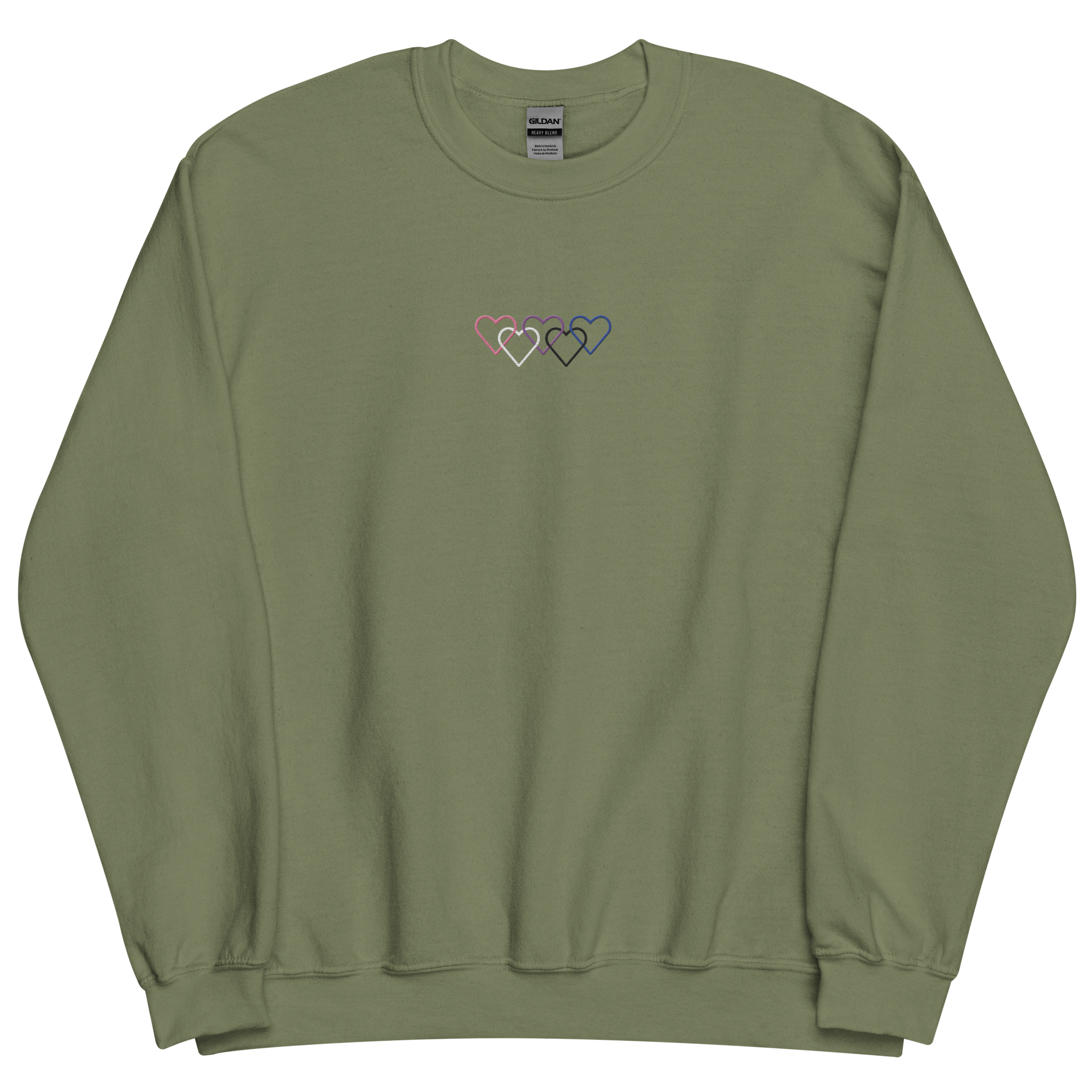 Genderfluid Pride Sweatshirt: Interlaced Heart Outlines Embroidered Sweater
