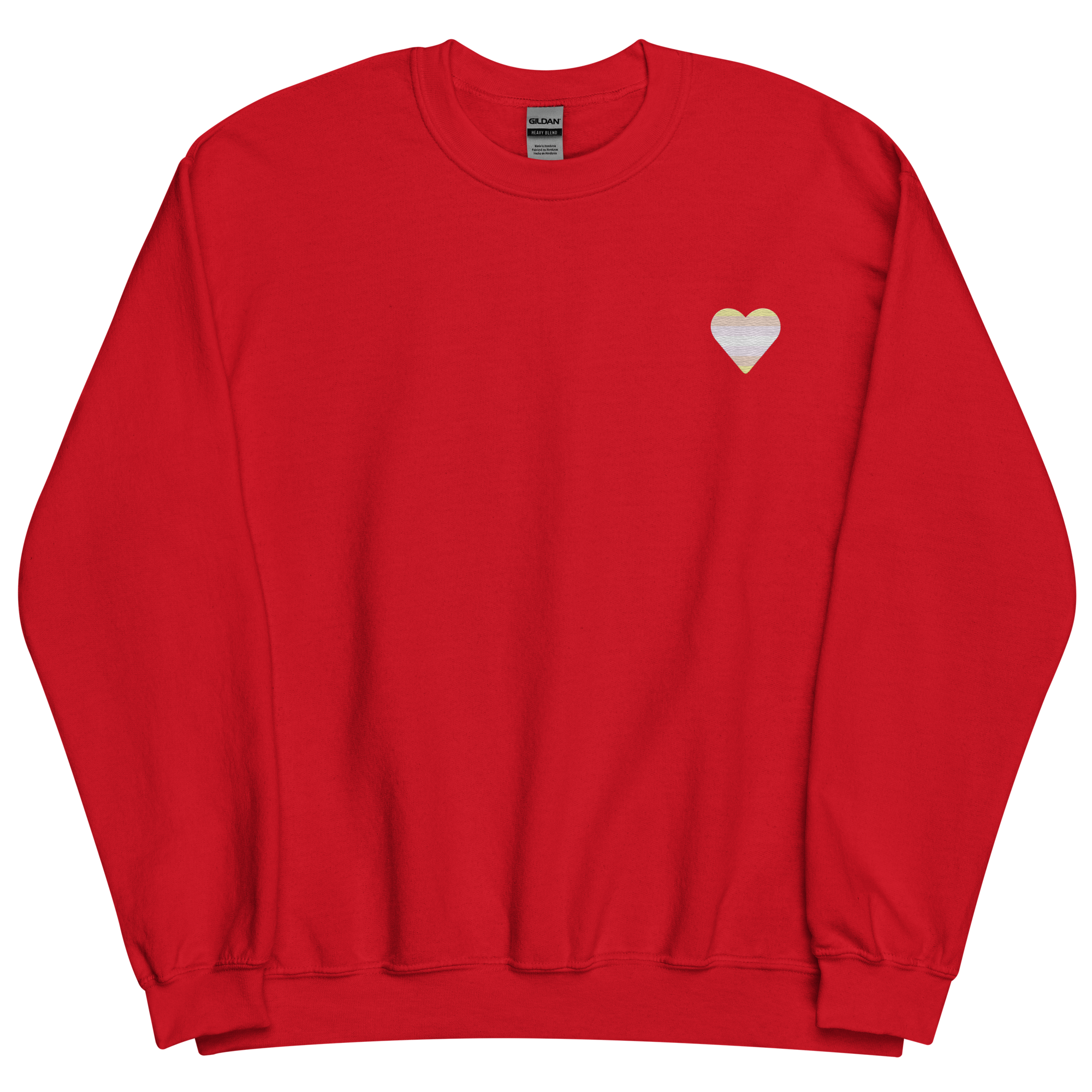 Pangender Flag Embroidered Heart Sweater: Celebratory LGBTQ+ Pride Design