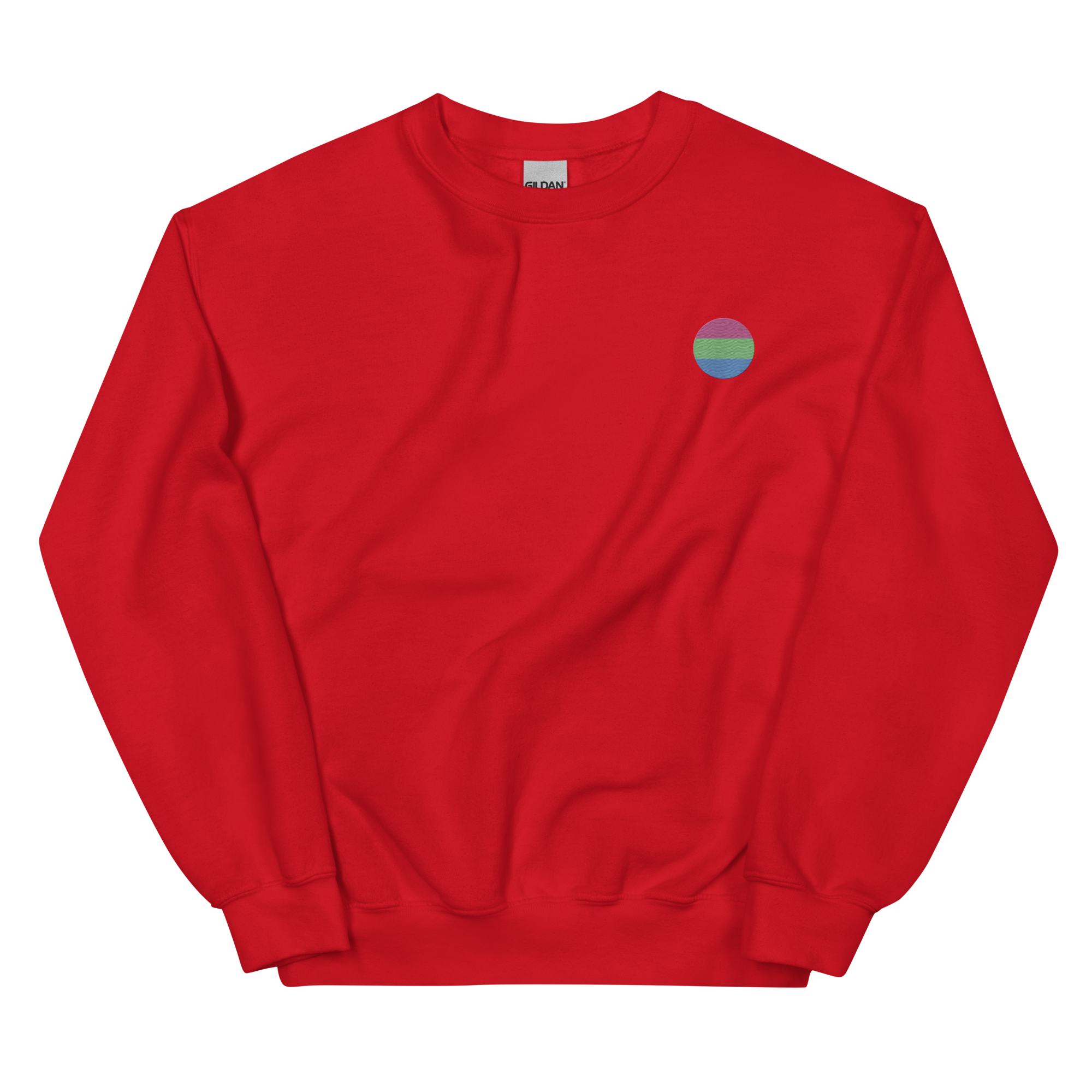 Polysexual Flag Embroidered Circle Sweatshirt: Celebratory LGBTQ+ Pride Design