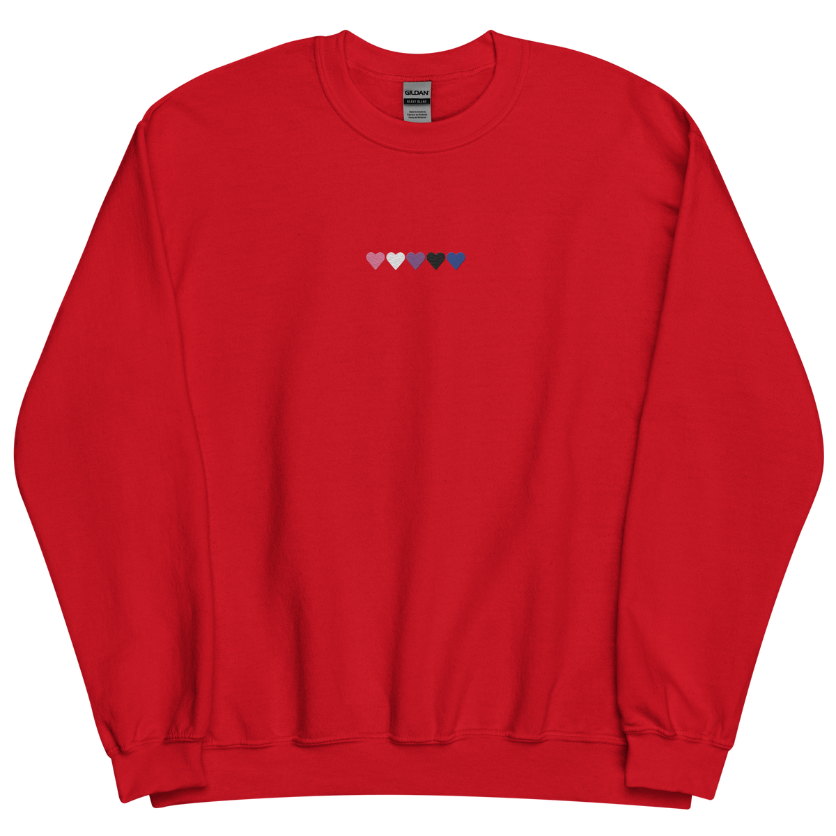 Embroidered Genderfluid Sweatshirt: Pride Flag Horizontal Heart Design