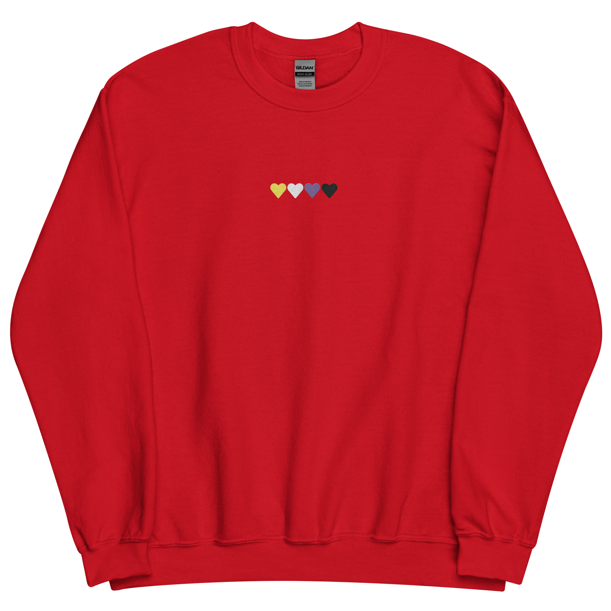 Embroidered Nonbinary Sweatshirt: Pride Flag Horizontal Heart Design