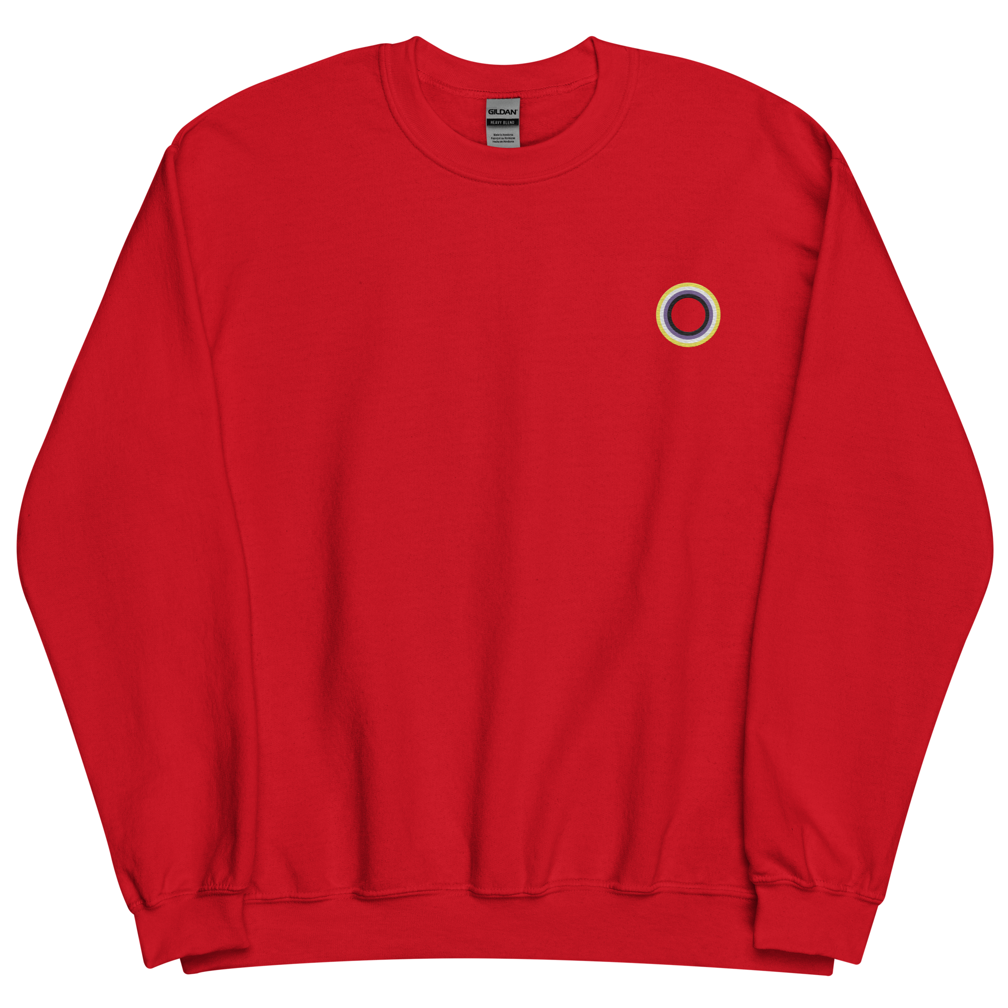 Embroidered Sweatshirt: Nonbinary Pride Ring Emblem Design