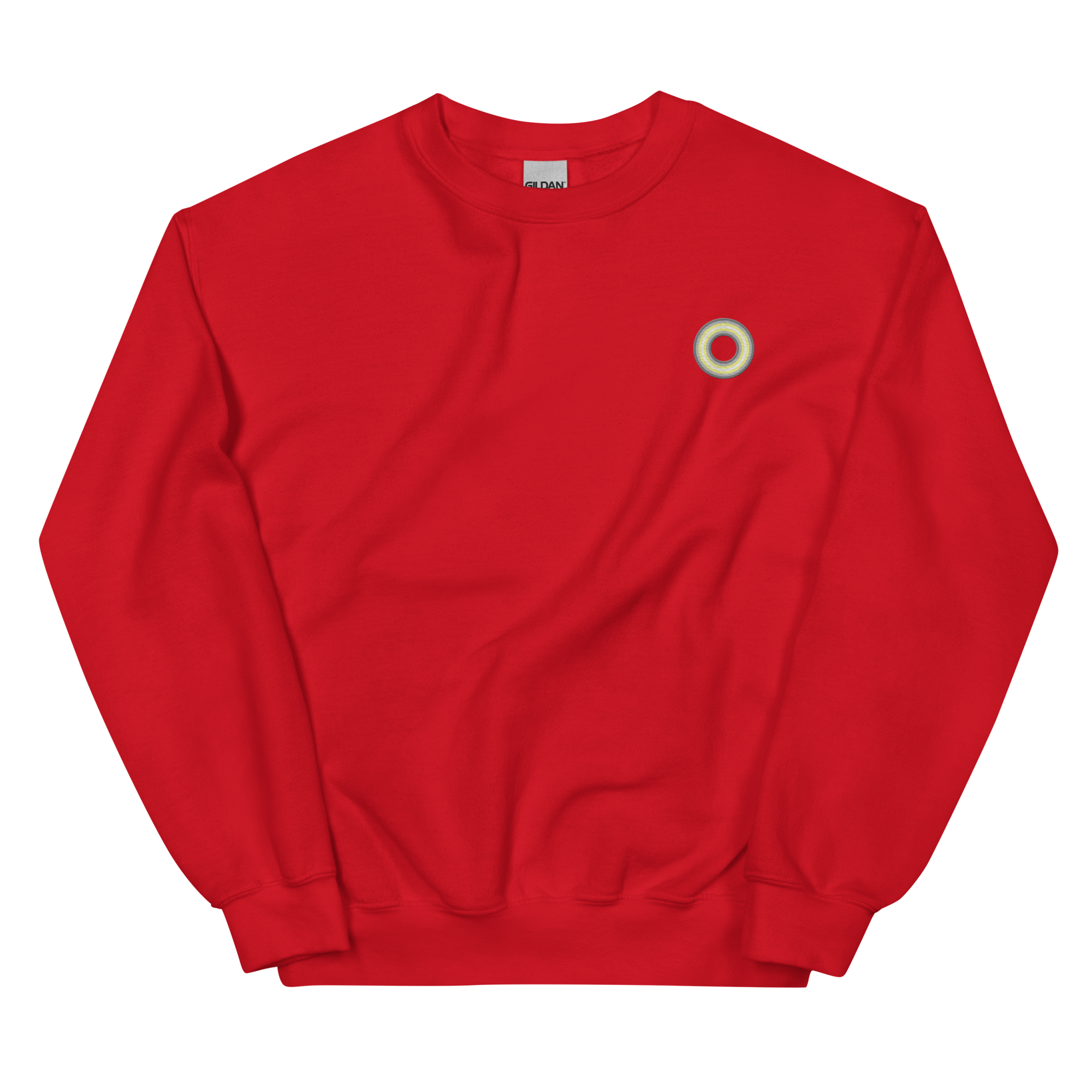 Embroidered Sweatshirt: Demigender Pride Ring Emblem Design