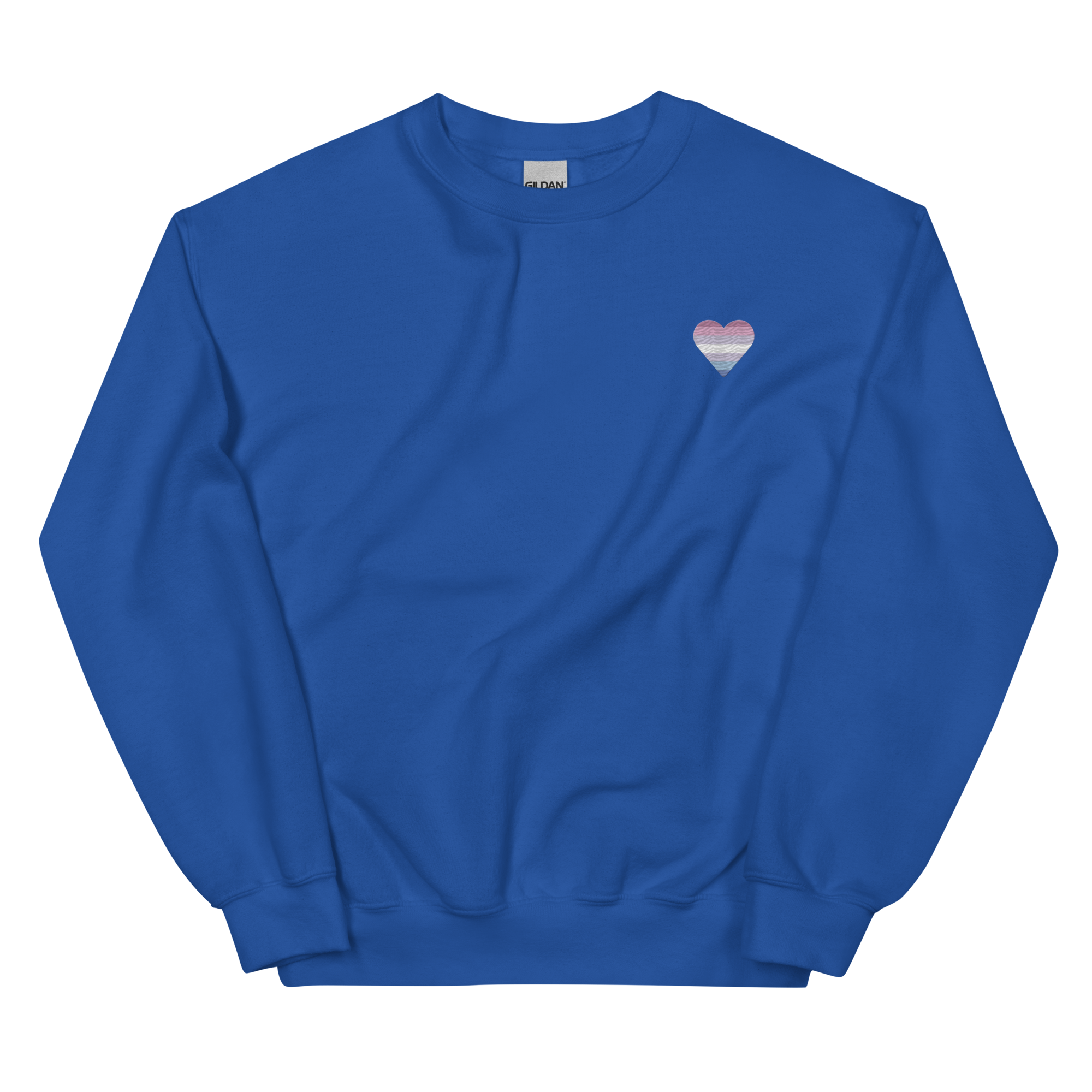 Bigender Flag Embroidered Heart Sweater: Celebratory LGBTQ+ Pride Design
