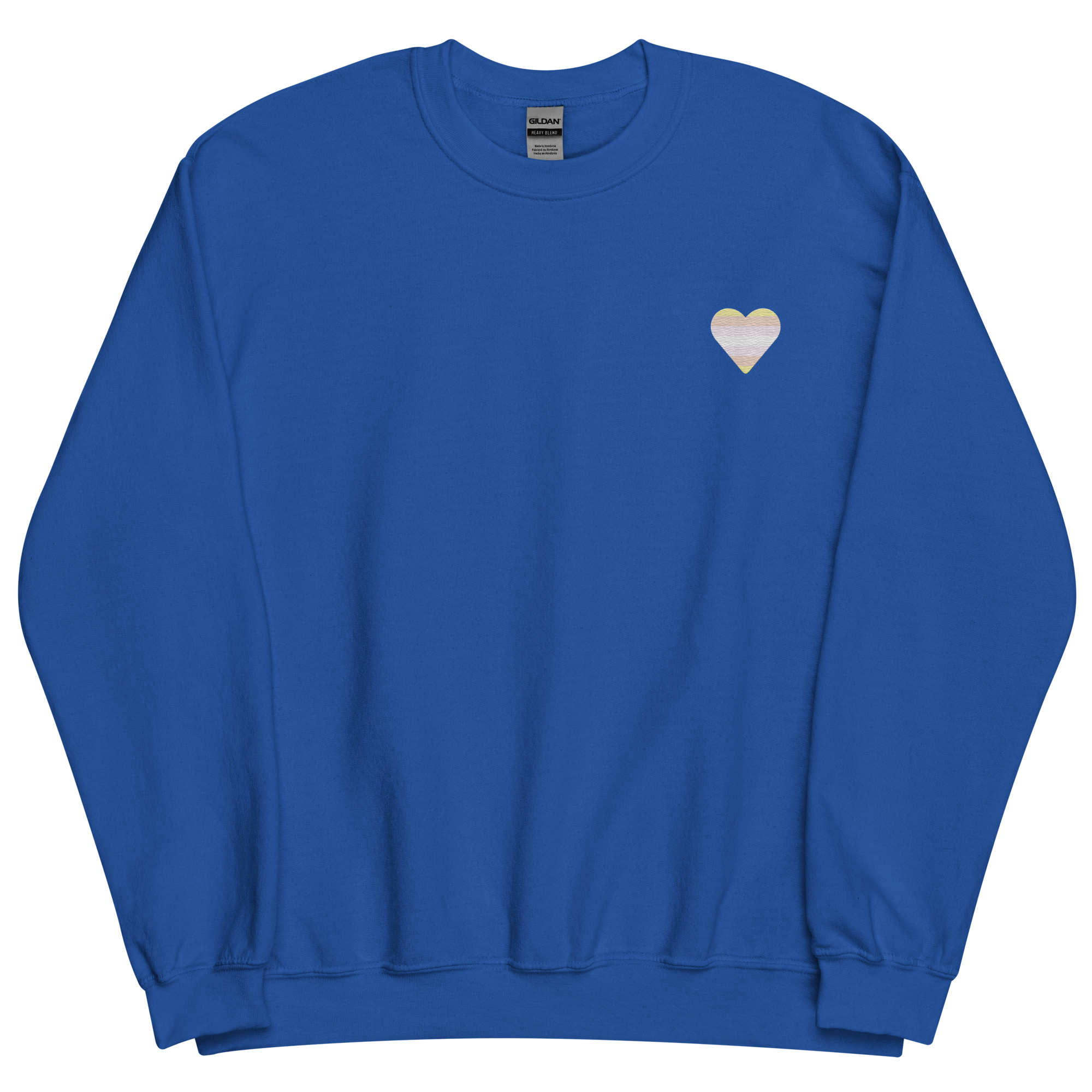 Pangender Flag Embroidered Heart Sweater: Celebratory LGBTQ+ Pride Design