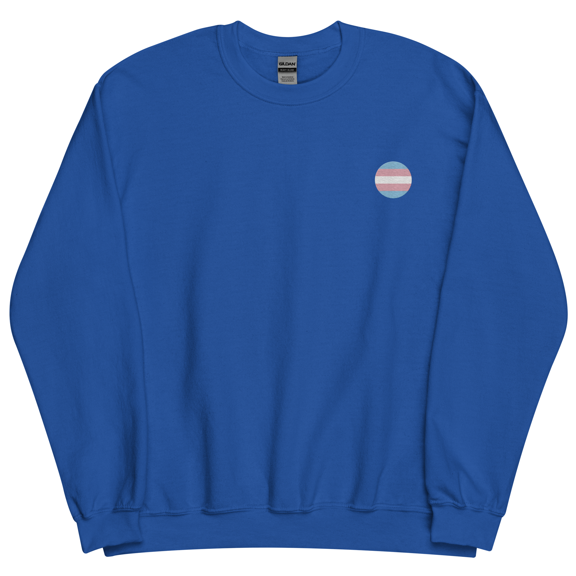 Transgender Flag Embroidered Circle Sweatshirt: Celebratory LGBTQ+ Pride Design