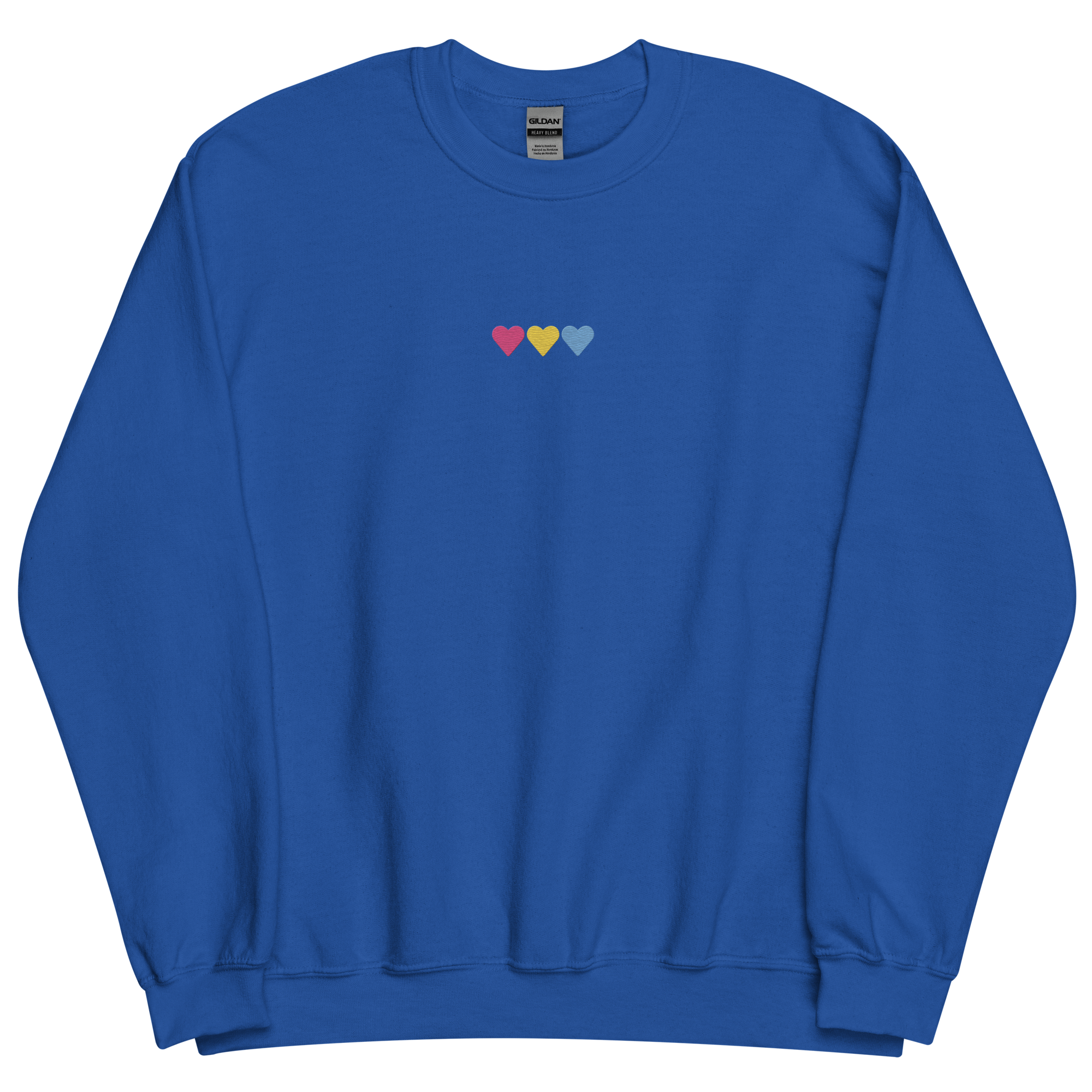 Embroidered Pansexual Sweatshirt: Pride Flag Horizontal Heart Design