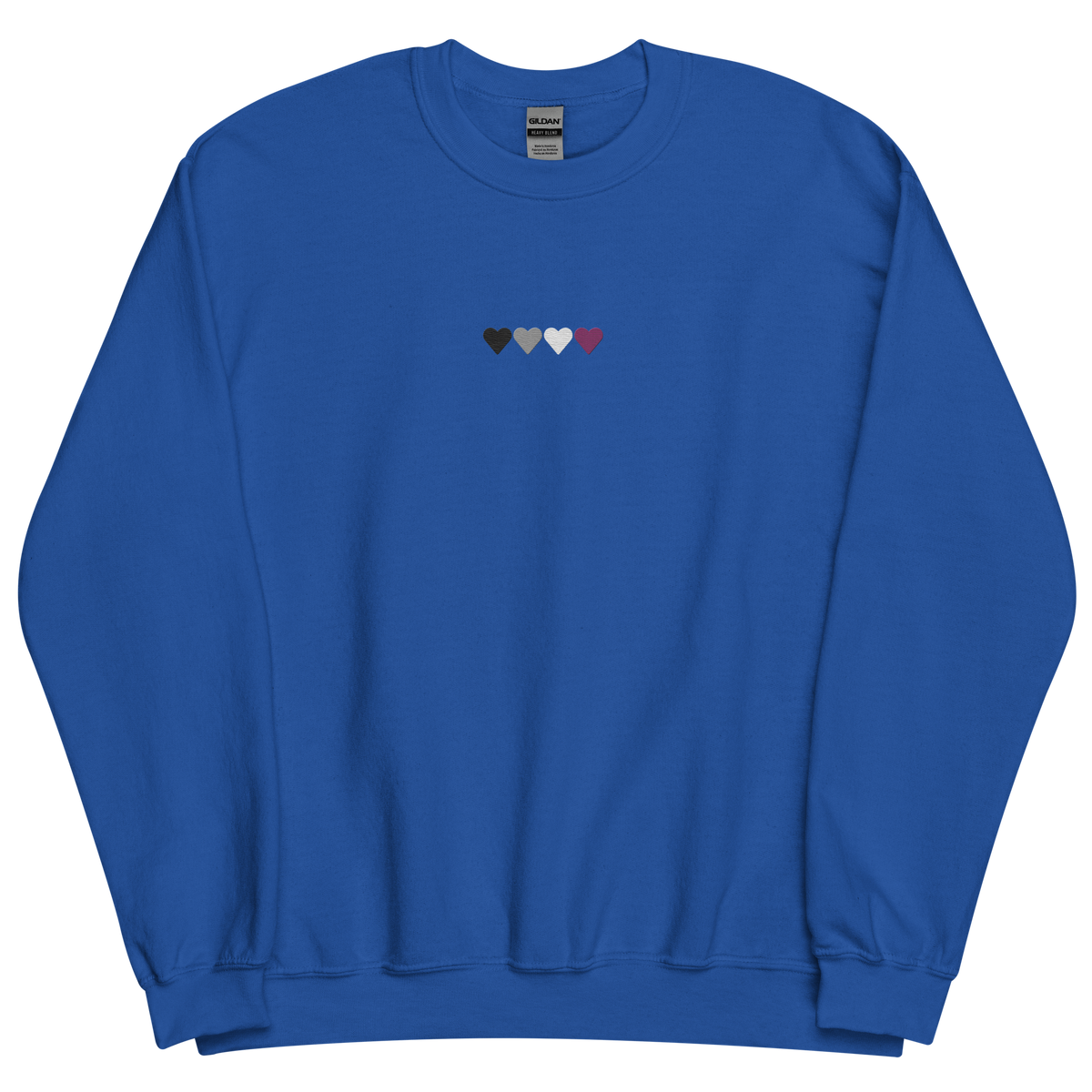 Embroidered Asexual Sweatshirt: Pride Flag Horizontal Heart Design