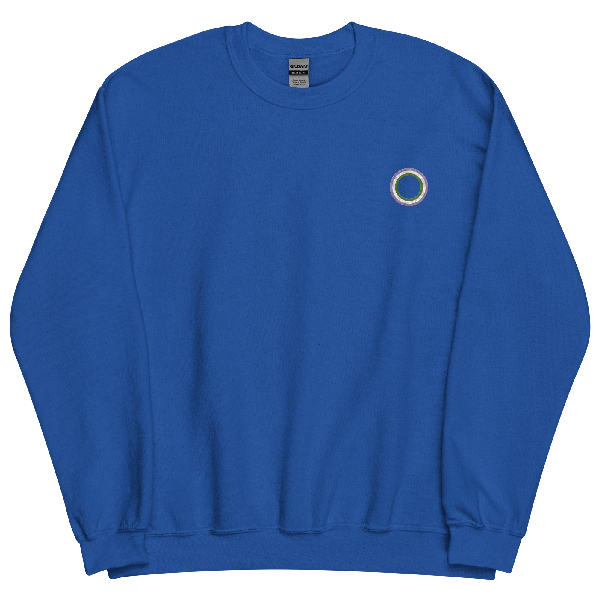 Embroidered Sweatshirt: Genderqueer Pride Ring Emblem Design