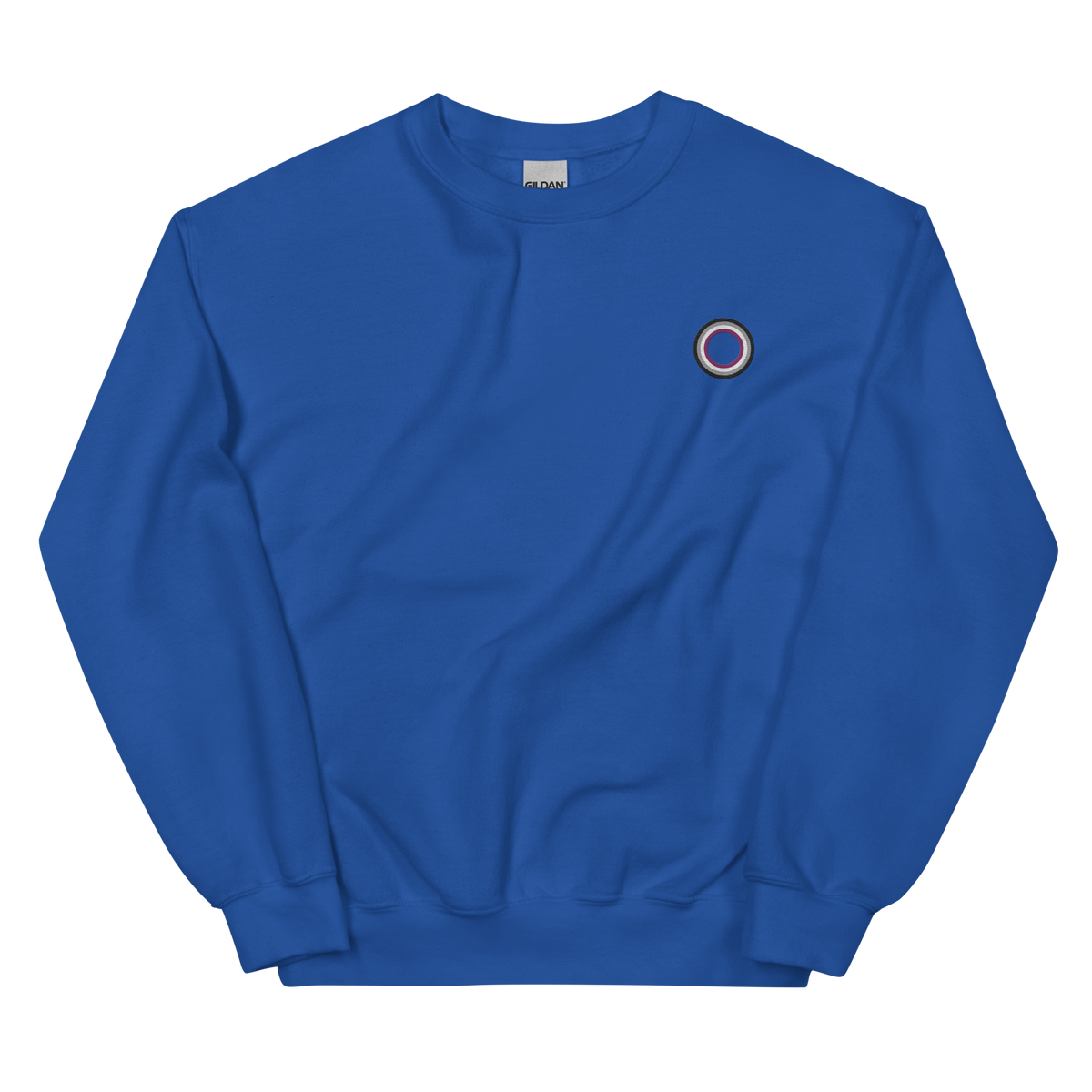 Embroidered Sweatshirt: Asexual Pride Ring Emblem Design