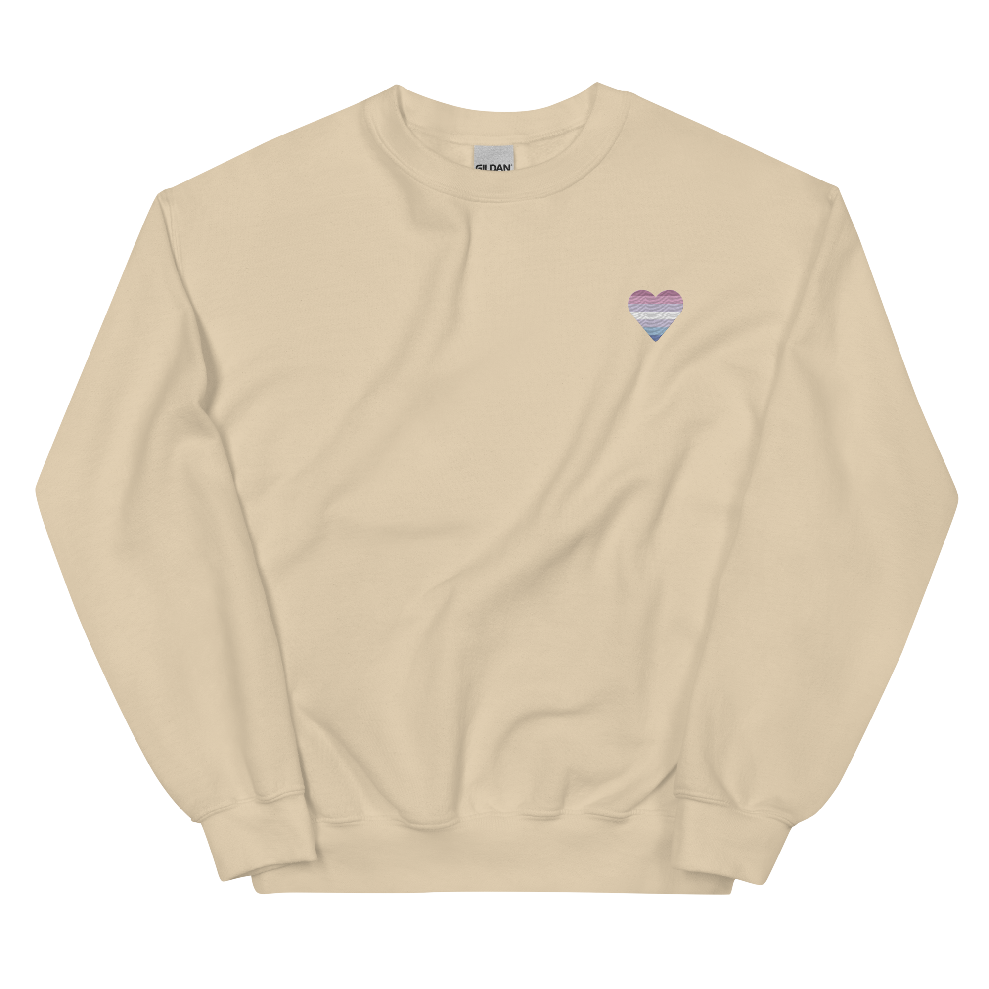 Bigender Flag Embroidered Heart Sweater: Celebratory LGBTQ+ Pride Design
