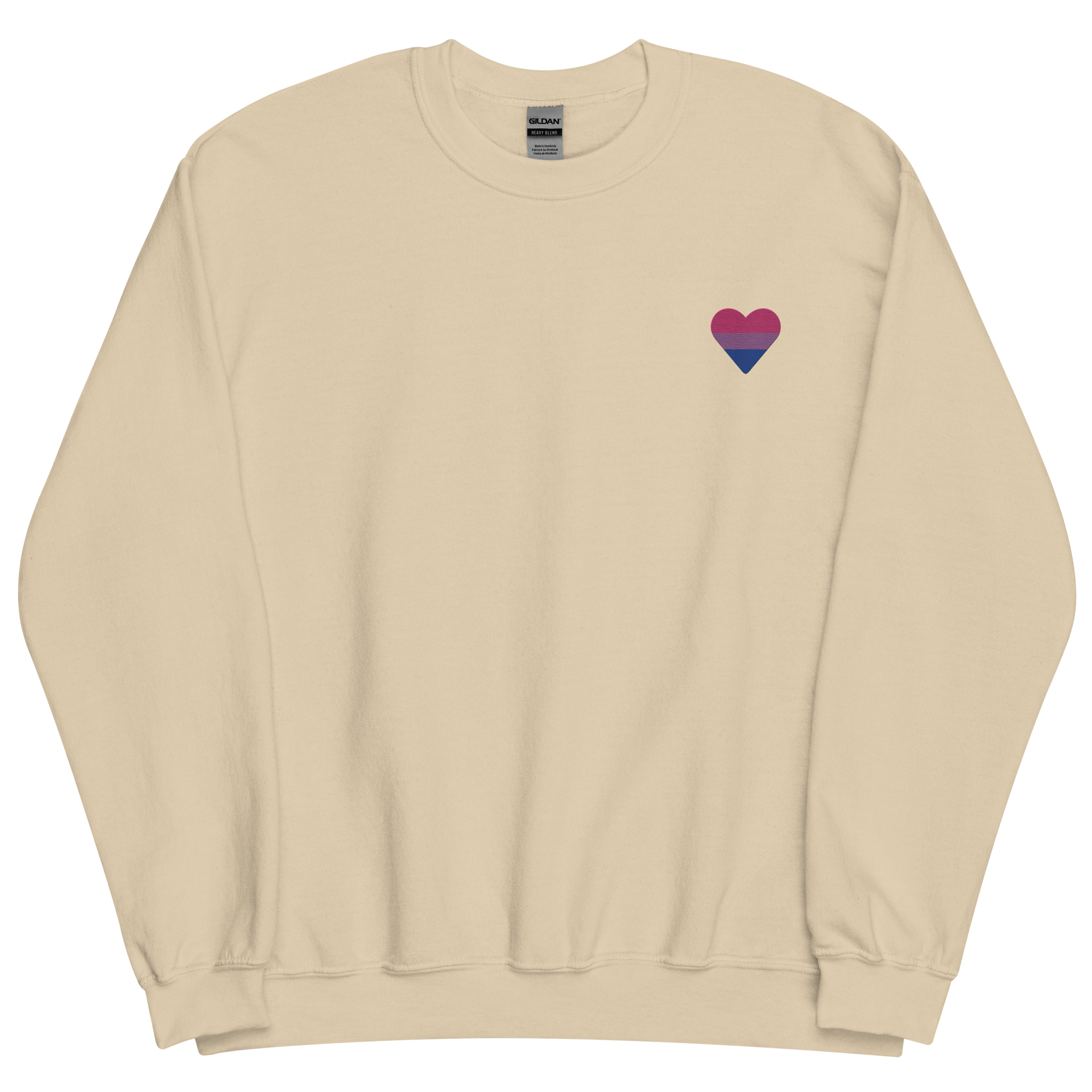 Bisexual Flag Embroidered Heart Sweater: Celebratory LGBTQ+ Pride Design