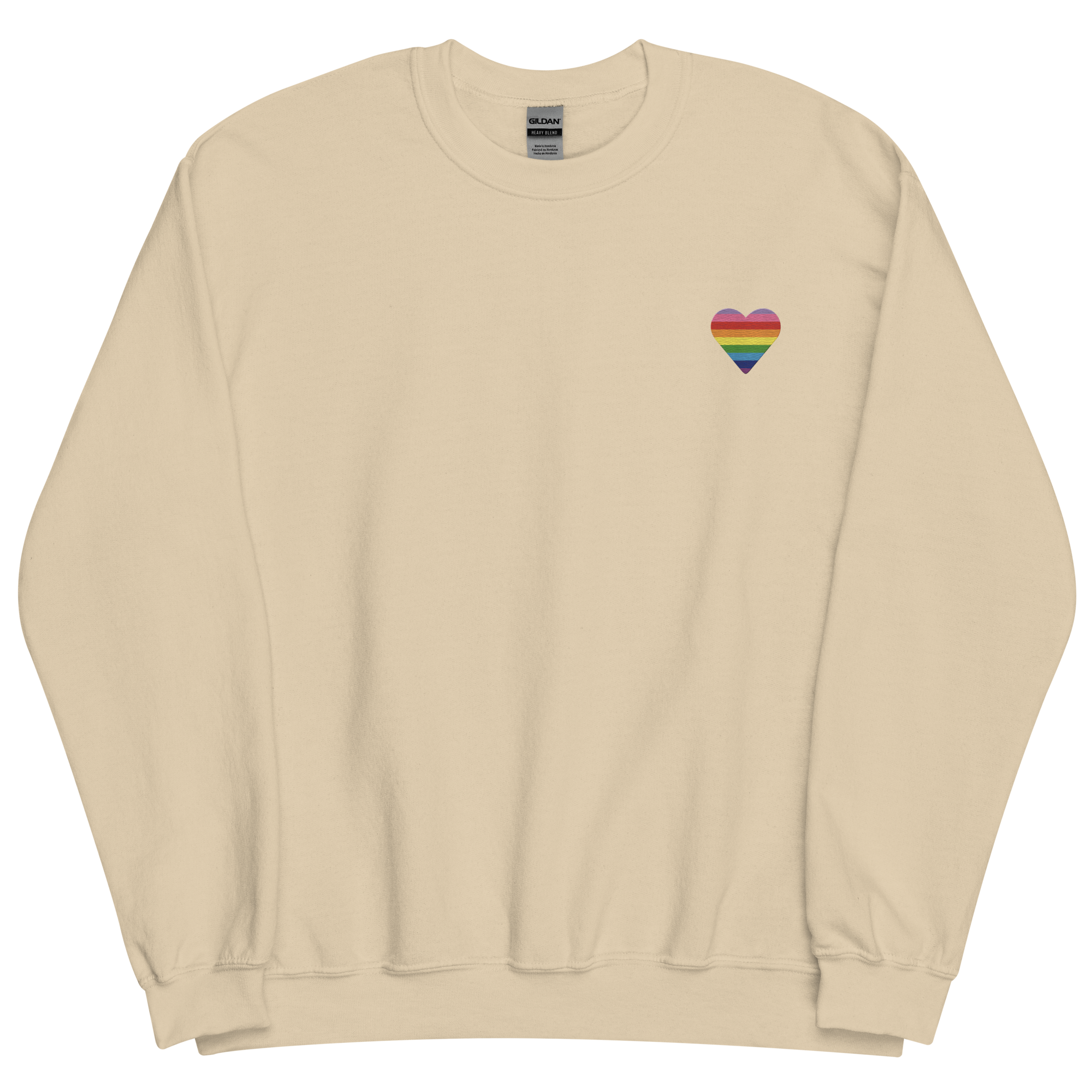 Gilbert Baker Pride Flag Embroidered Heart Sweater: Celebratory LGBTQ+ Pride Design