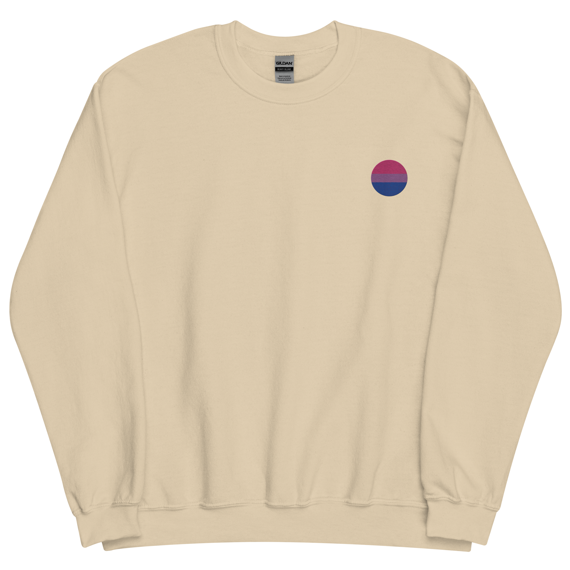 Bisexual Flag Embroidered Circle Sweatshirt: Celebratory LGBTQ+ Pride Design