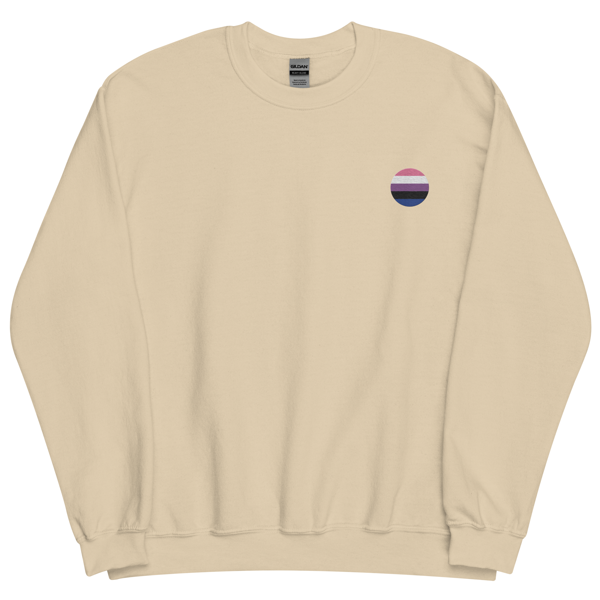 Genderfluid Flag Embroidered Circle Sweatshirt: Celebratory LGBTQ+ Pride Design