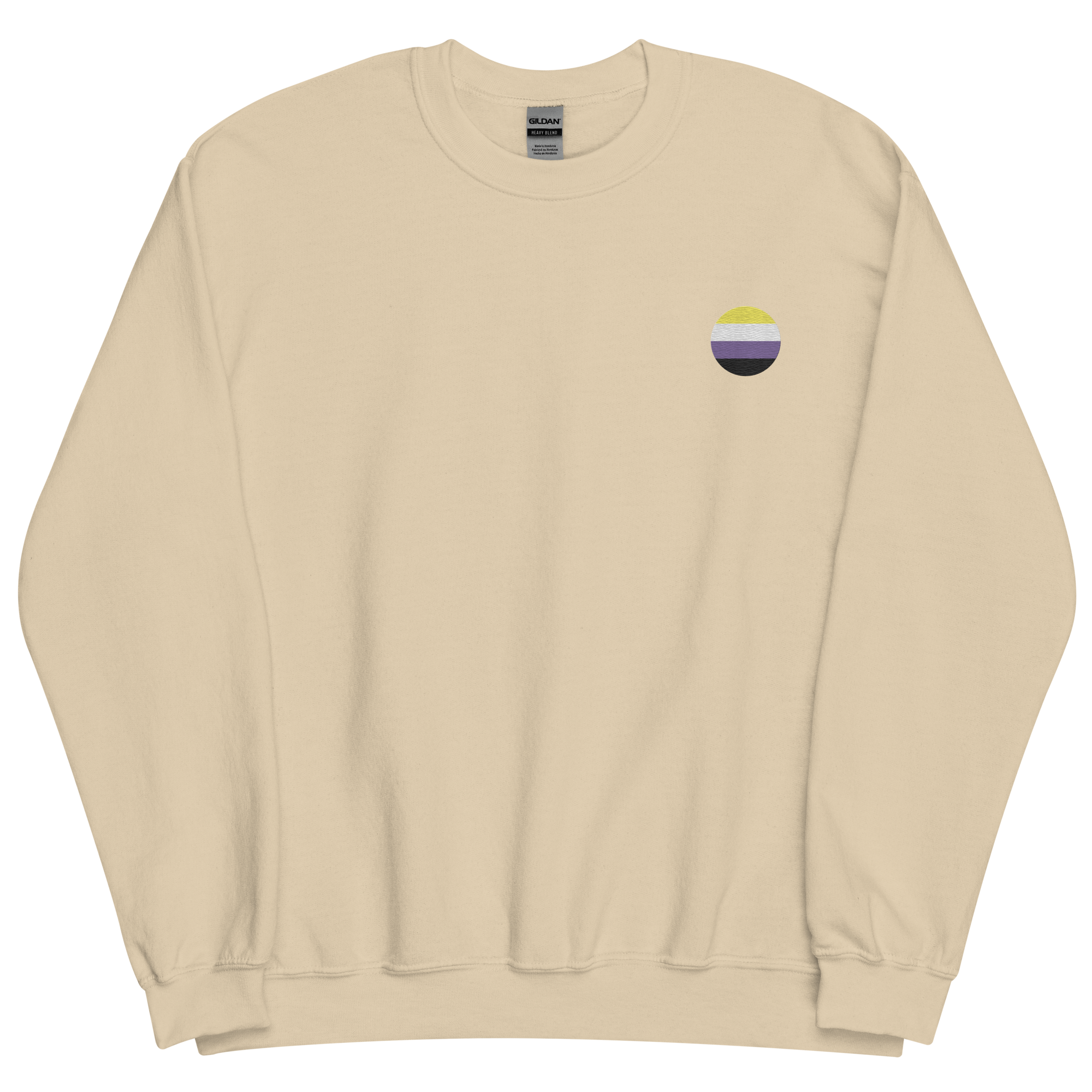 Nonbinary Flag Embroidered Circle Sweatshirt: Celebratory LGBTQ+ Pride Design