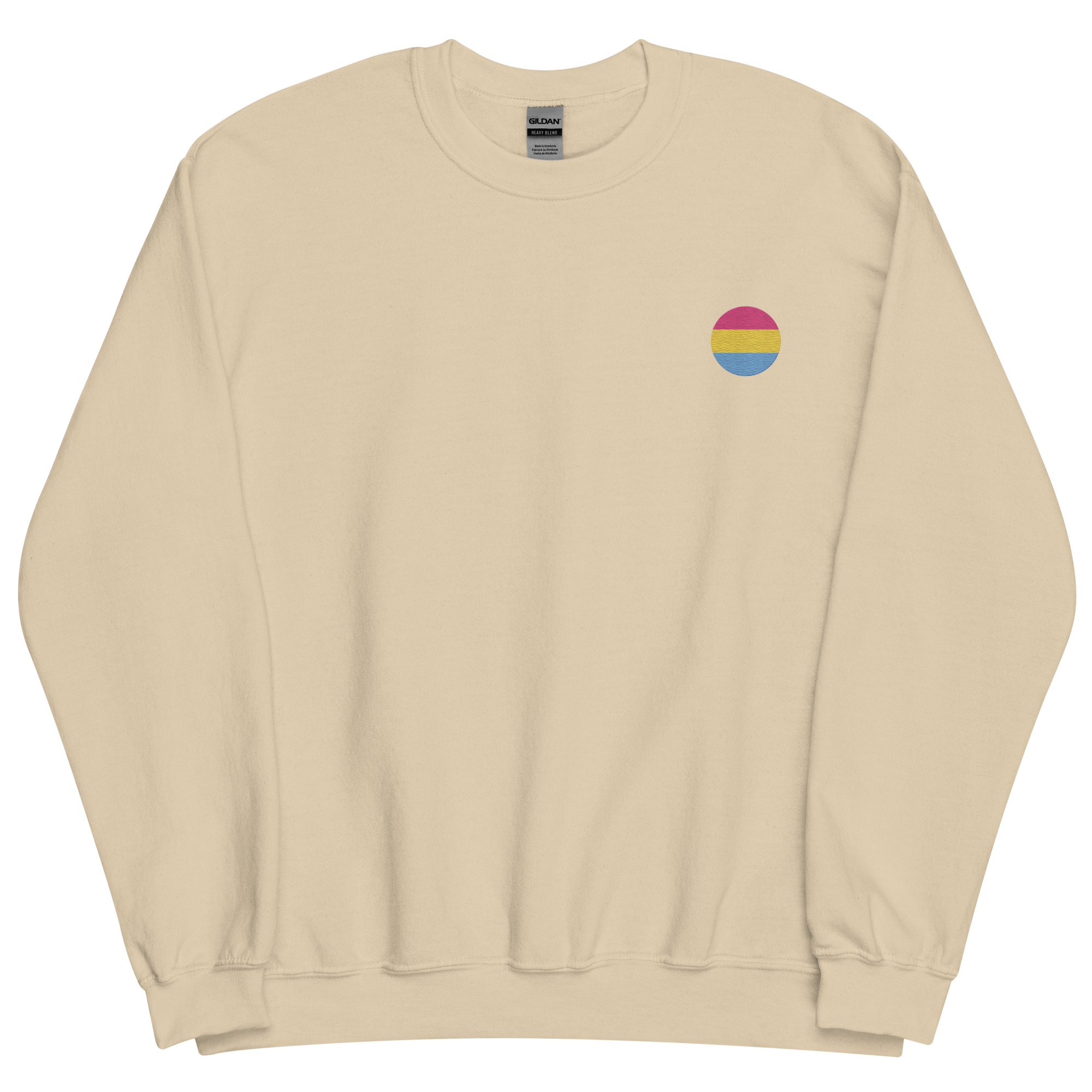 Pansexual Flag Embroidered Circle Sweatshirt: Celebratory LGBTQ+ Pride Design