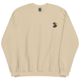 Pride Progress Flag Embroidered Circle Sweatshirt: Celebratory LGBTQ+ Pride Design
