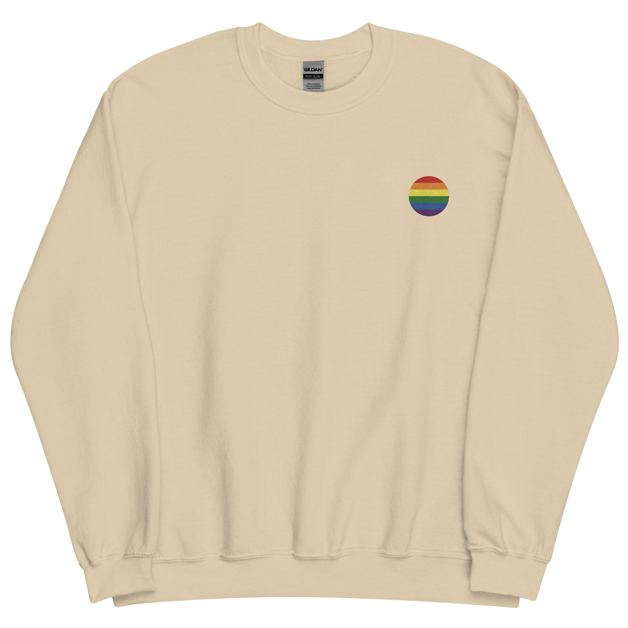 Pride Flag Embroidered Circle Sweatshirt: Celebratory LGBTQ+ Pride Design