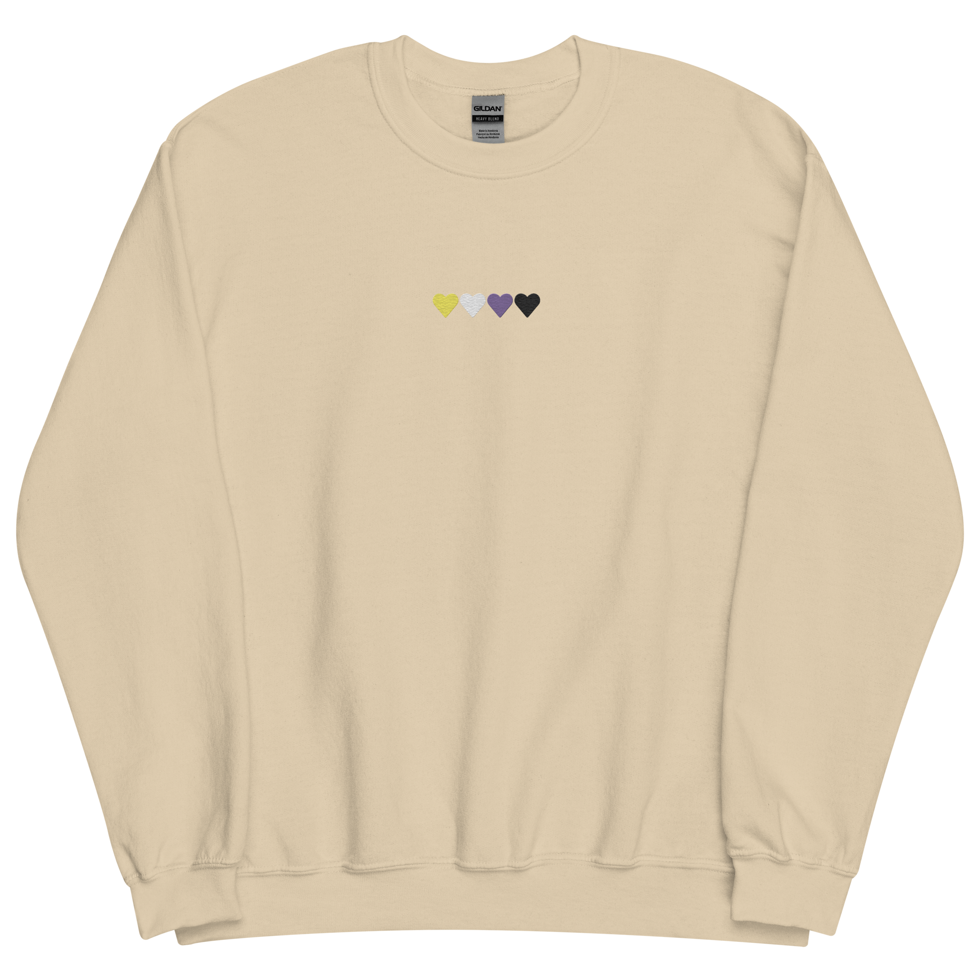 Embroidered Nonbinary Sweatshirt: Pride Flag Horizontal Heart Design