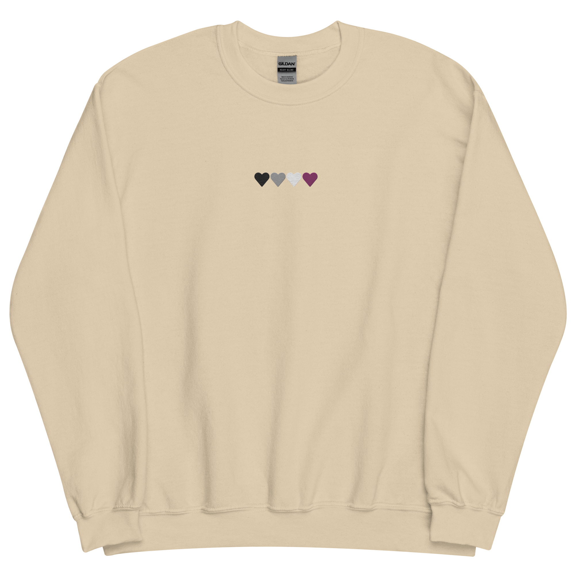 Embroidered Asexual Sweatshirt: Pride Flag Horizontal Heart Design