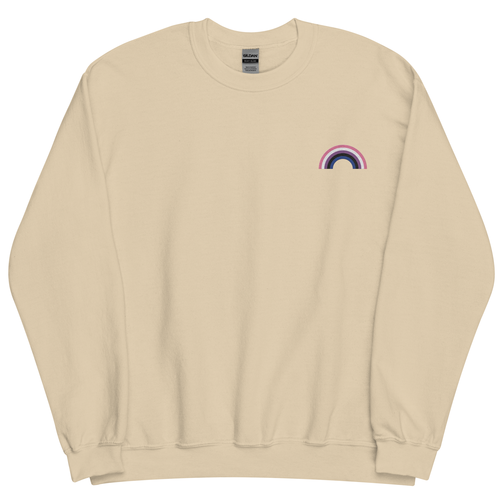 Embroidered Genderfluid Rainbow Sweater: Pride Flag LGBTQ+ Design
