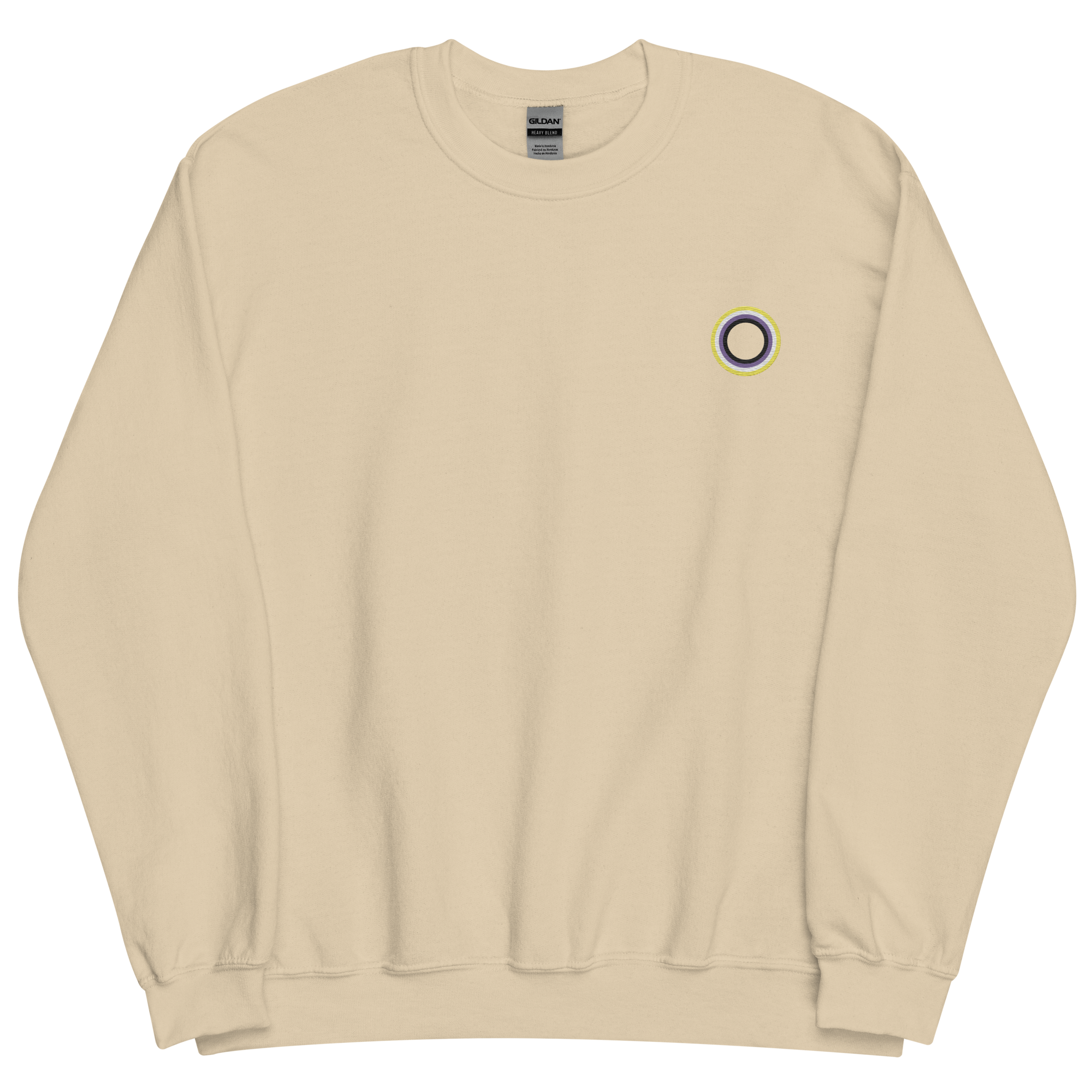 Embroidered Sweatshirt: Nonbinary Pride Ring Emblem Design