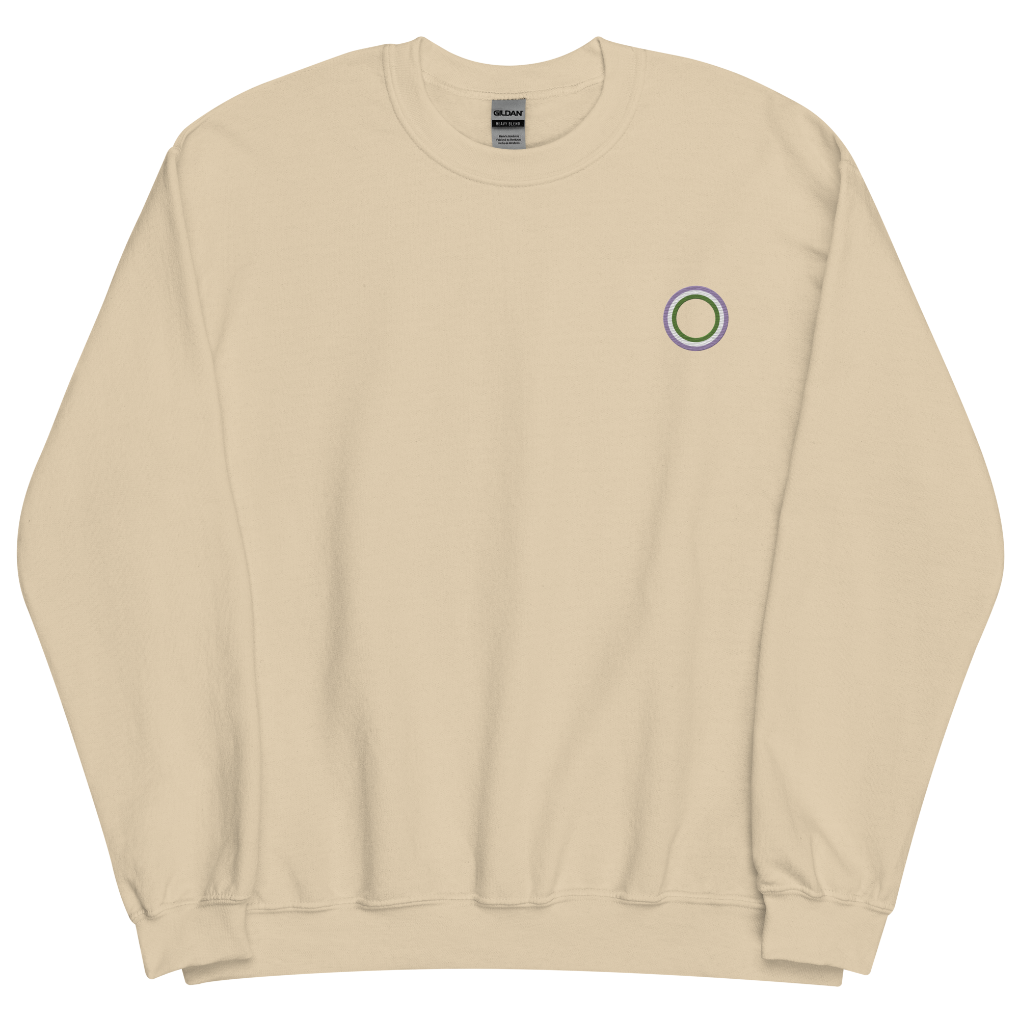 Embroidered Sweatshirt: Genderqueer Pride Ring Emblem Design