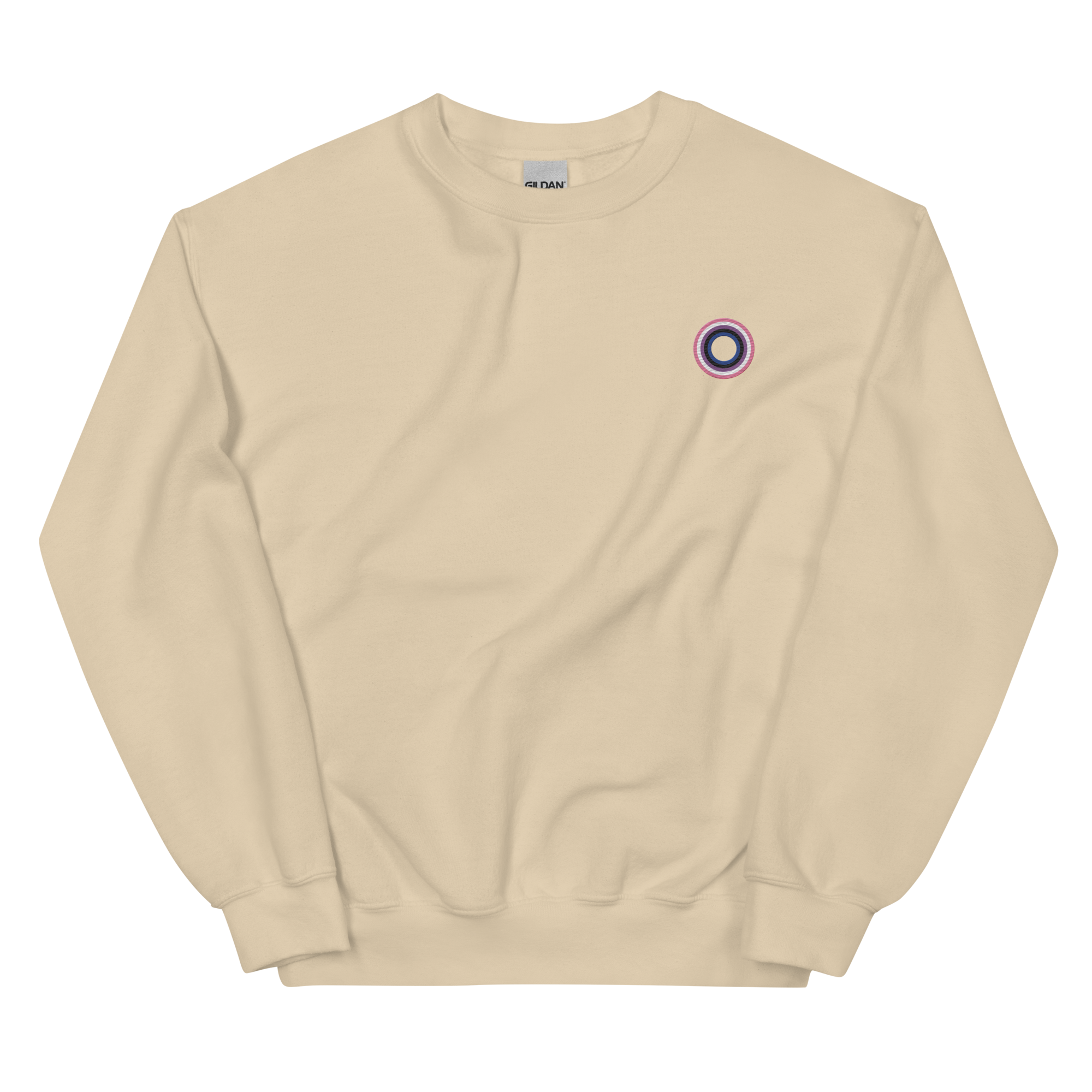 Embroidered Sweatshirt: Genderfluid Pride Ring Emblem Design