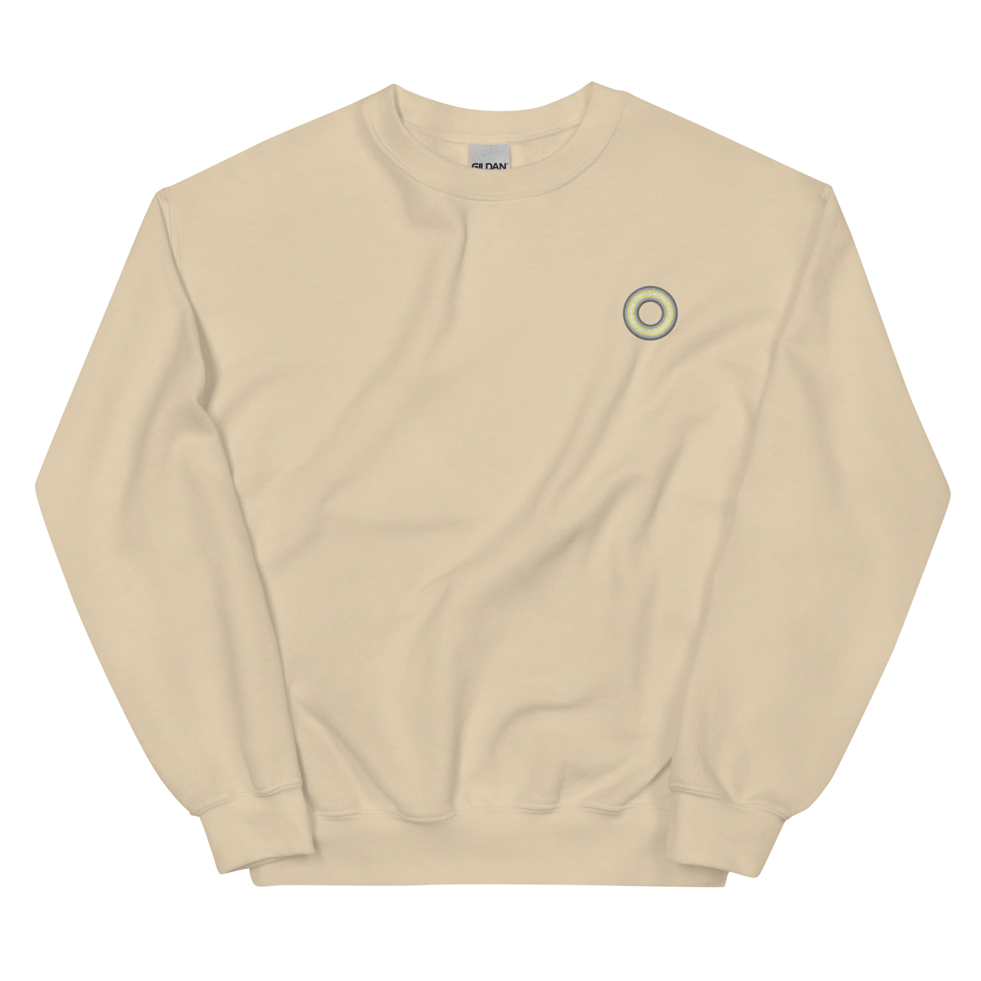 Embroidered Sweatshirt: Demigender Pride Ring Emblem Design
