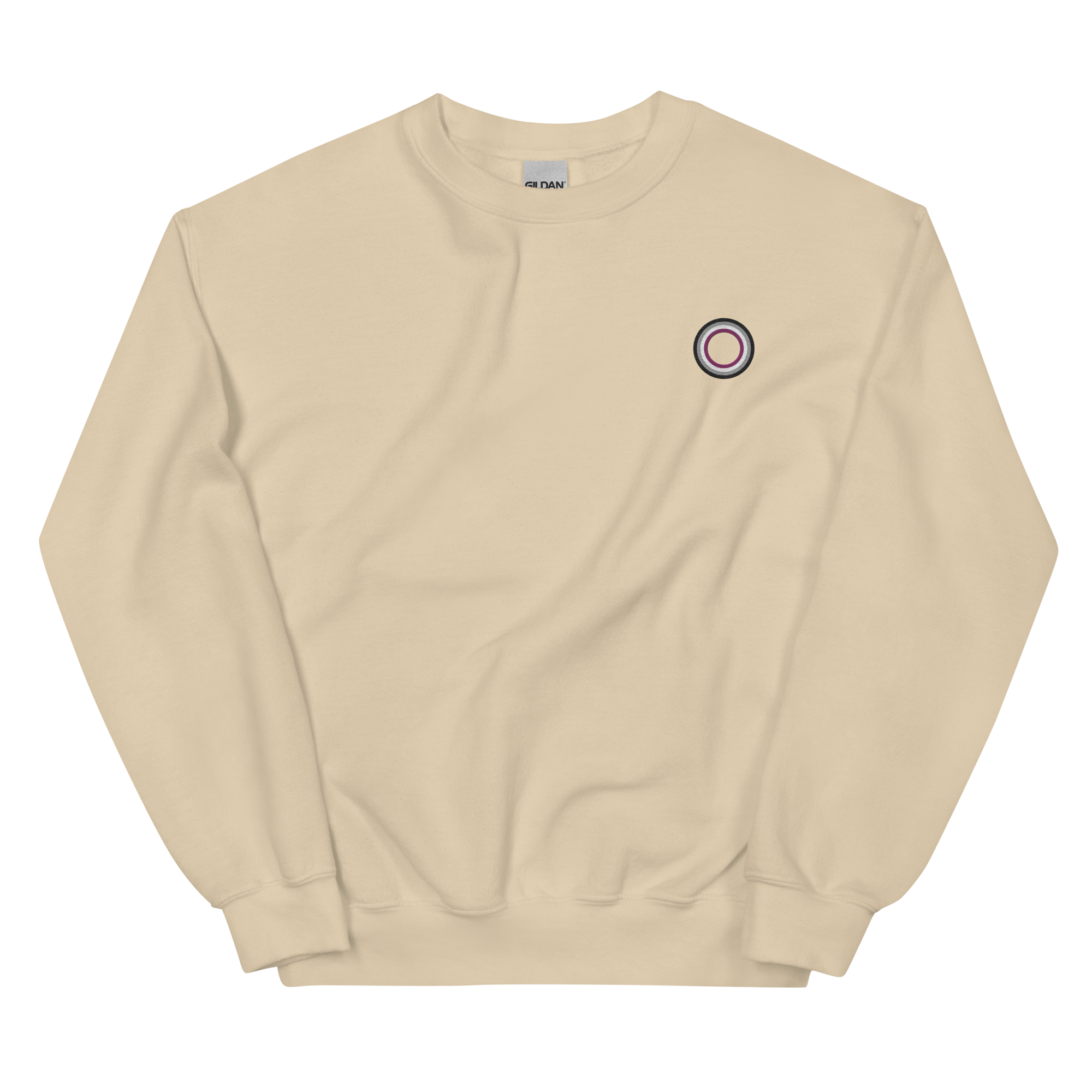 Embroidered Sweatshirt: Asexual Pride Ring Emblem Design