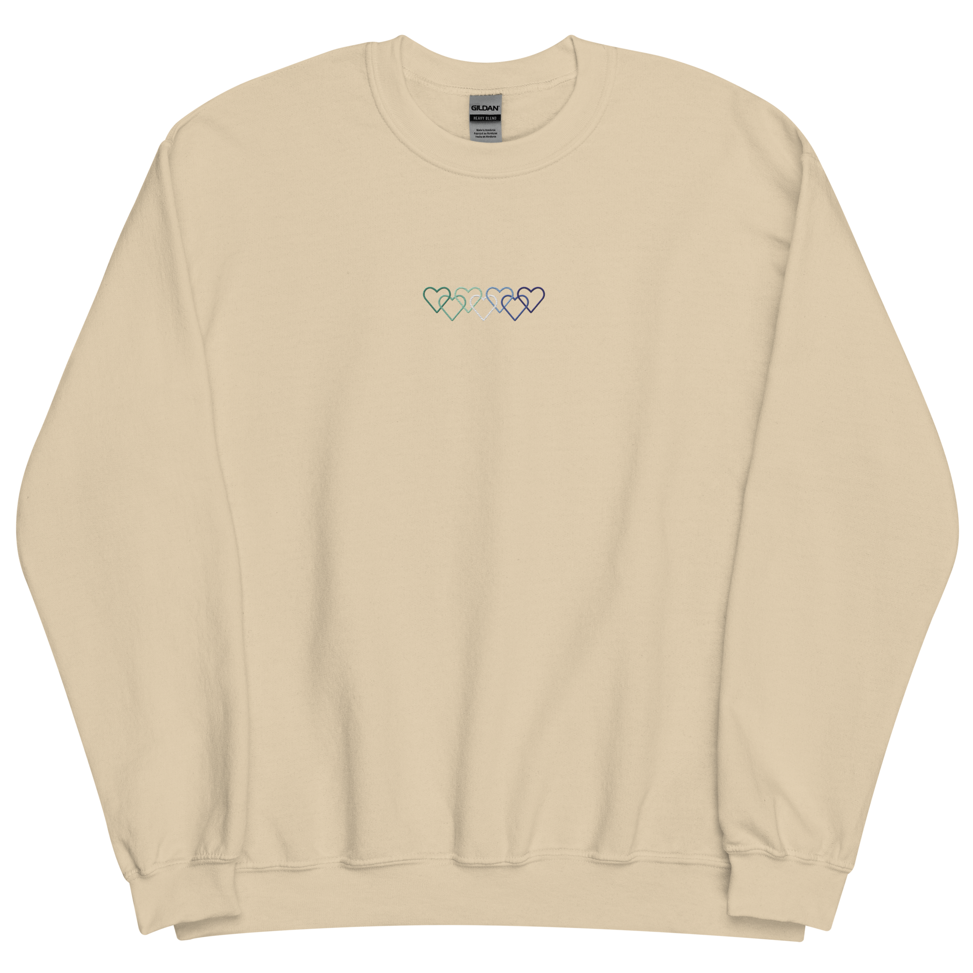 Gay Pride Sweatshirt: Interlaced Heart Outlines Embroidered Sweater