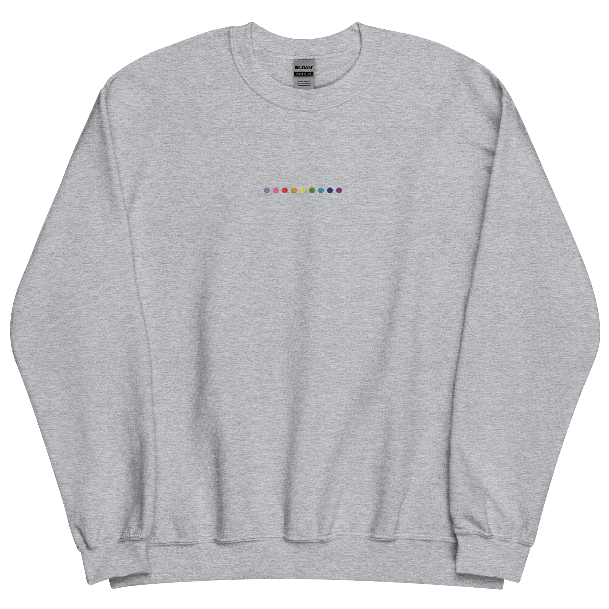 Embroidered Gilbert Baker Pride Sweatshirt: Pride Flag Horizontal Circle Design