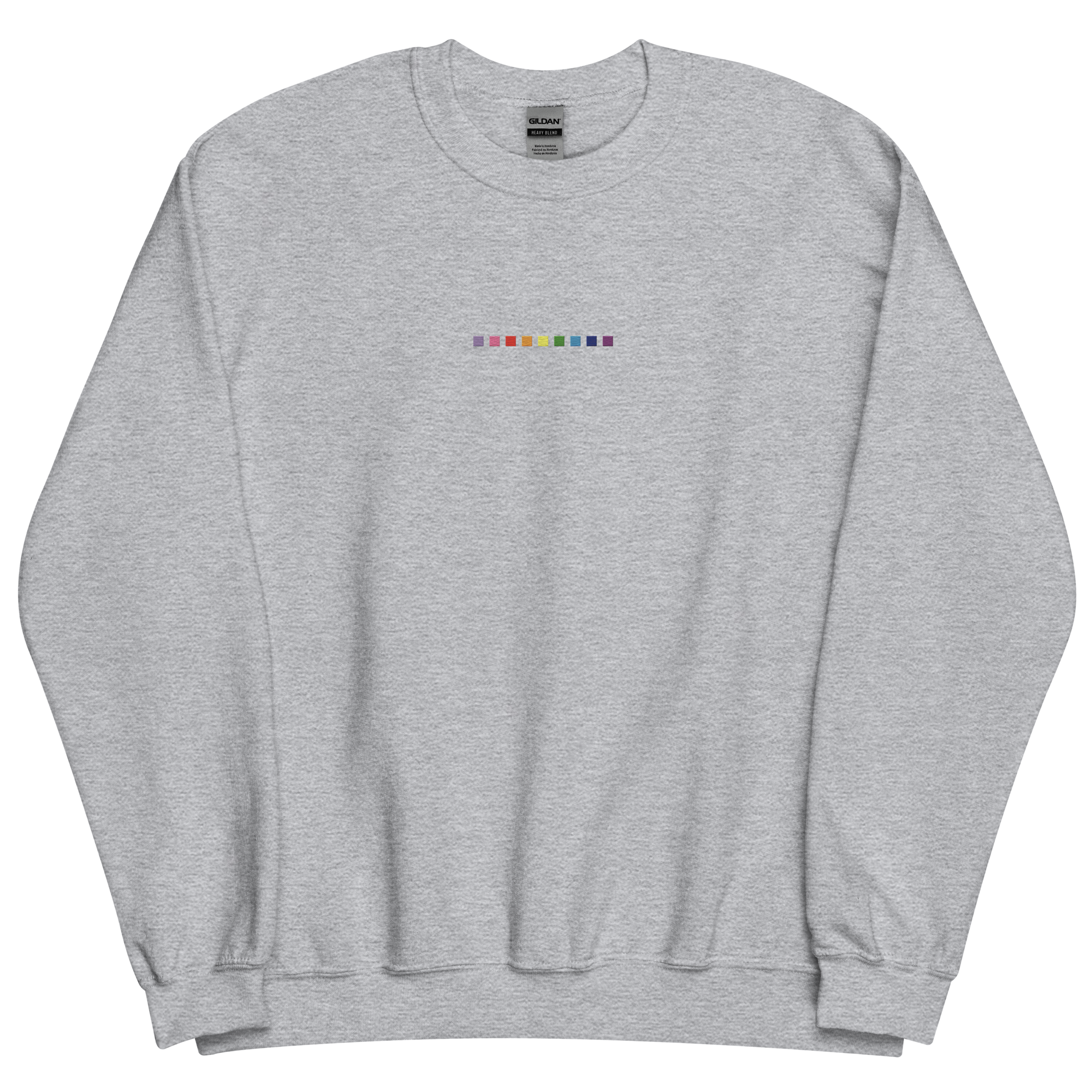Embroidered Gilbert Baker Pride Sweatshirt: Pride Flag Horizontal Square Design