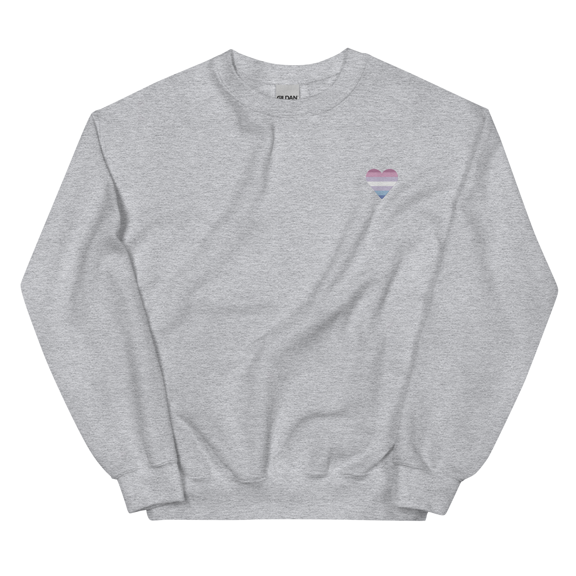 Bigender Flag Embroidered Heart Sweater: Celebratory LGBTQ+ Pride Design