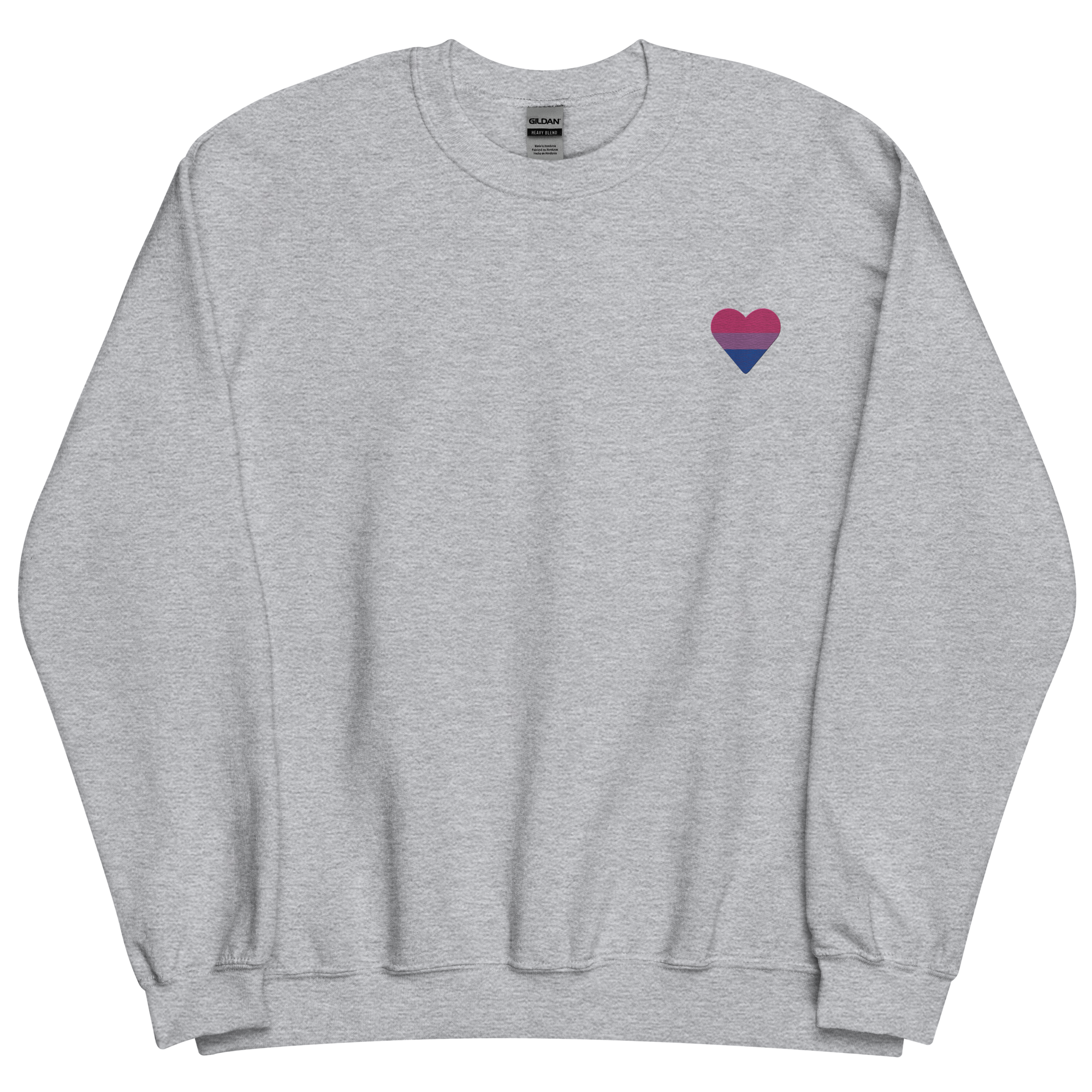 Bisexual Flag Embroidered Heart Sweater: Celebratory LGBTQ+ Pride Design