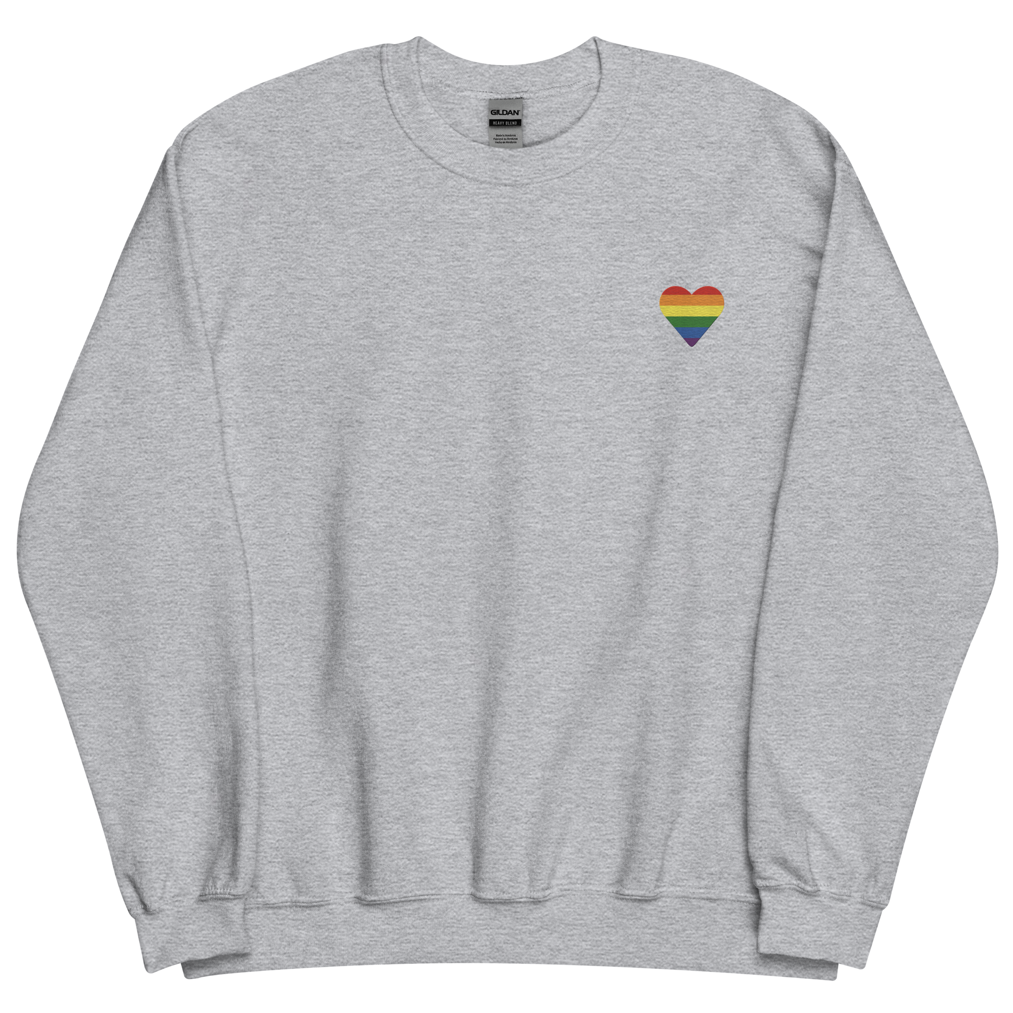 Pride Flag Embroidered Heart Sweater: Celebratory LGBTQ+ Pride Design
