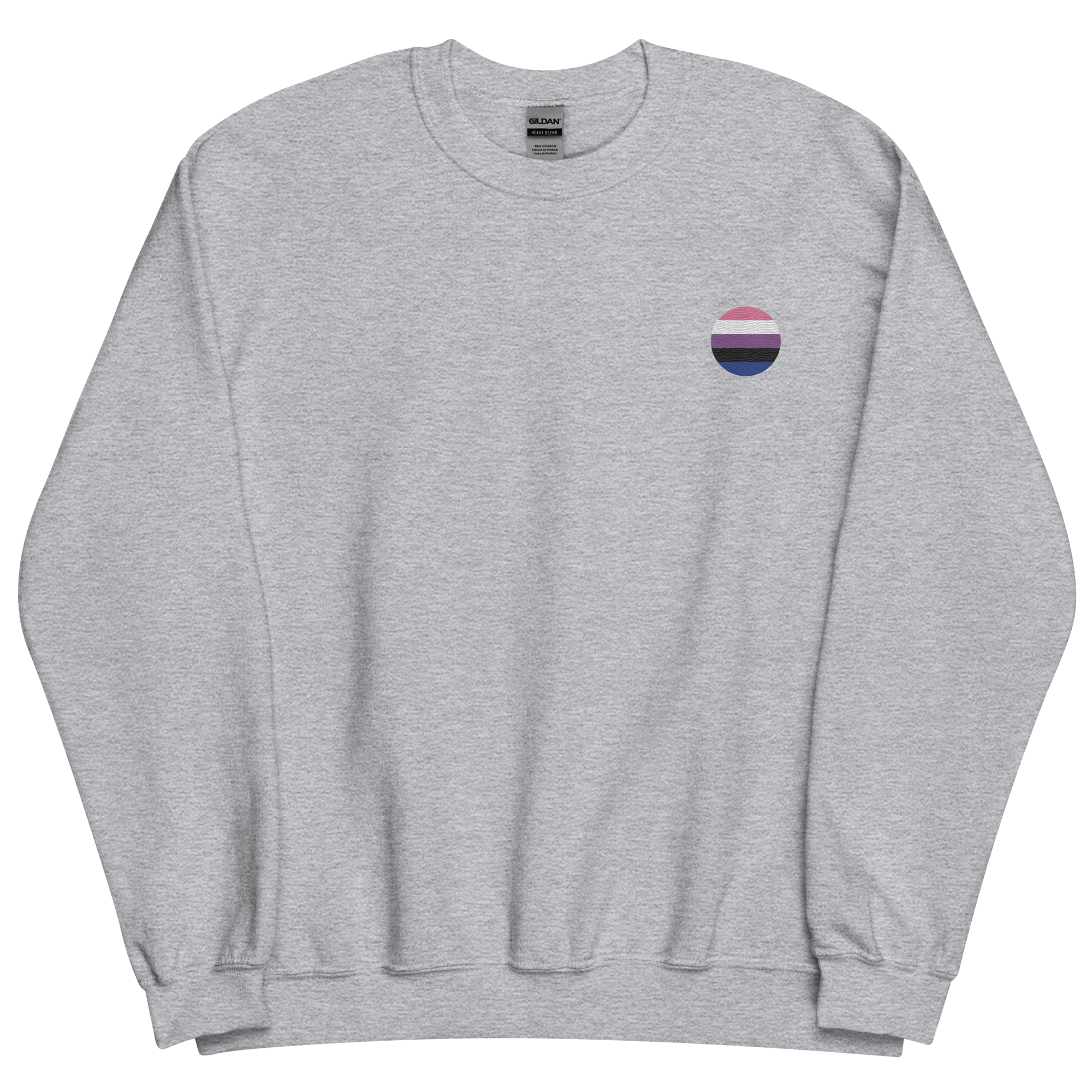 Genderfluid Flag Embroidered Circle Sweatshirt: Celebratory LGBTQ+ Pride Design