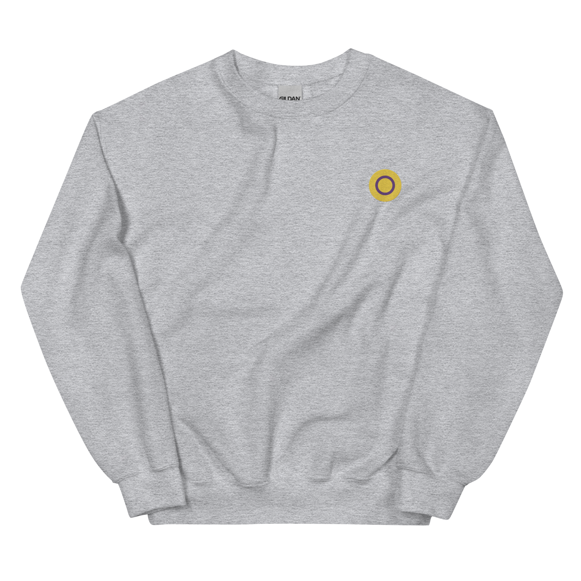 Intersex Flag Embroidered Circle Sweatshirt: Celebratory LGBTQ+ Pride Design