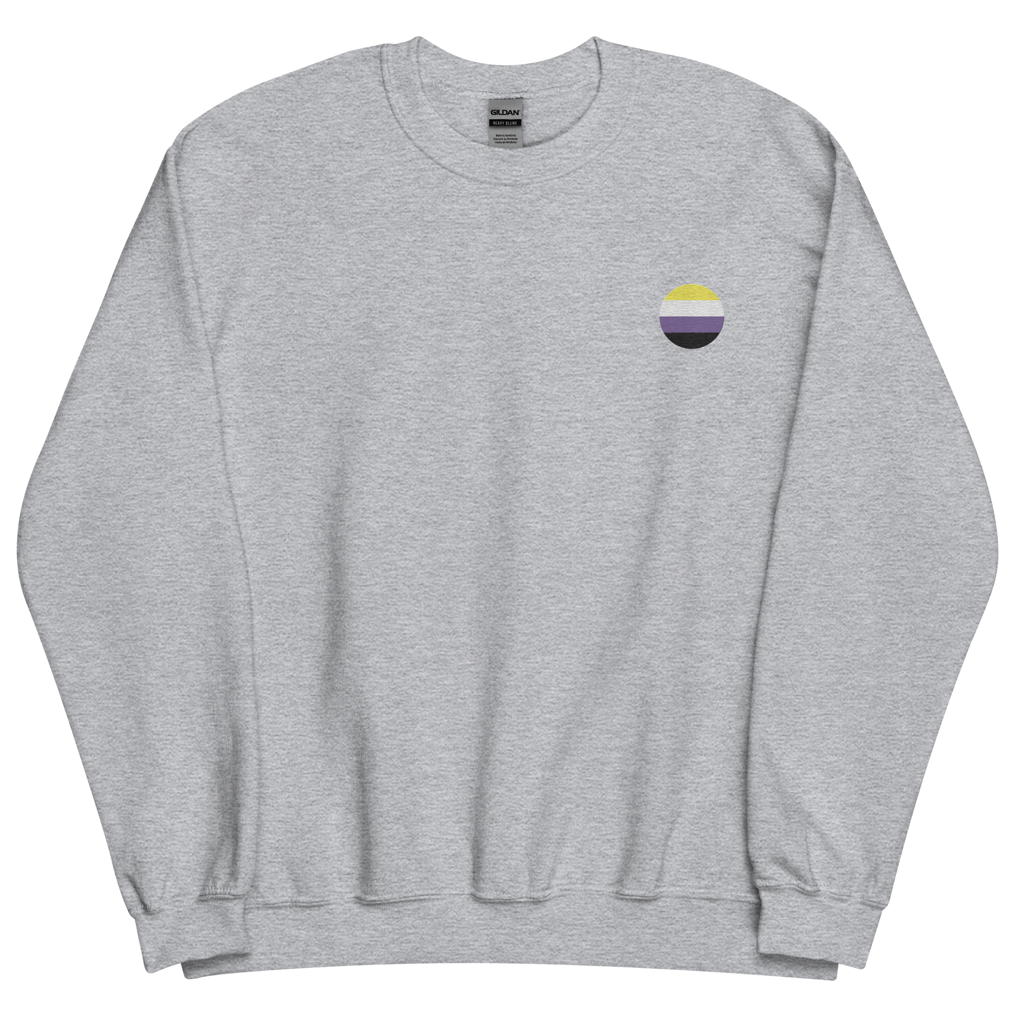 Nonbinary Flag Embroidered Circle Sweatshirt: Celebratory LGBTQ+ Pride Design