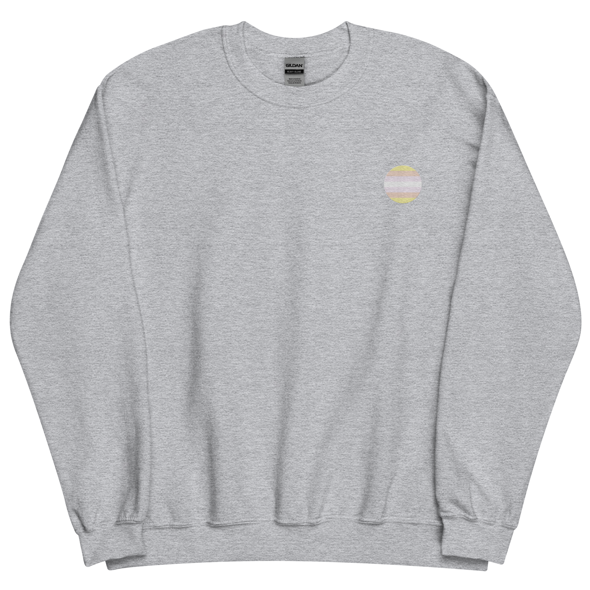 Pangender Flag Embroidered Circle Sweatshirt: Celebratory LGBTQ+ Pride Design